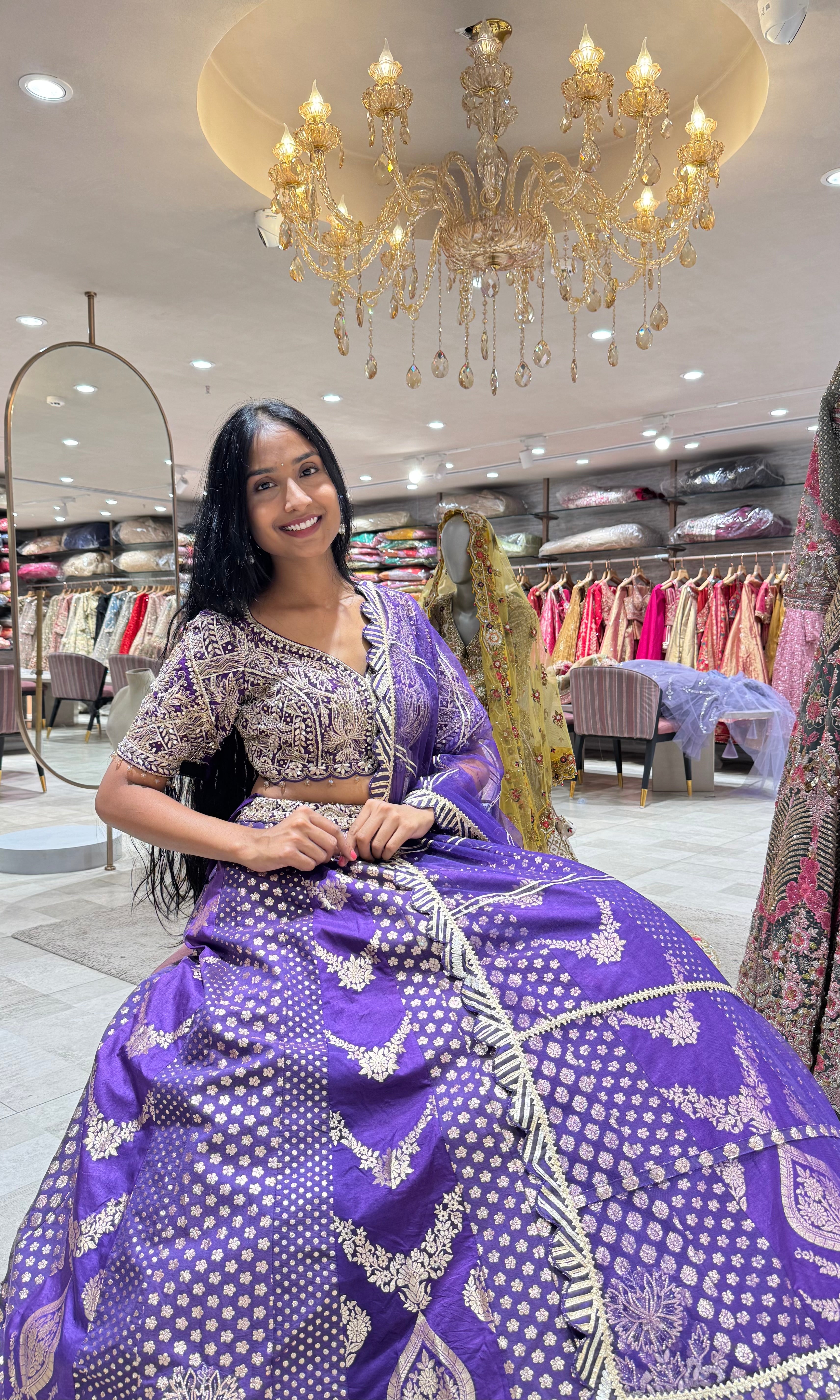 PURPLE GLODEN EMBROIDERED LEHENGA