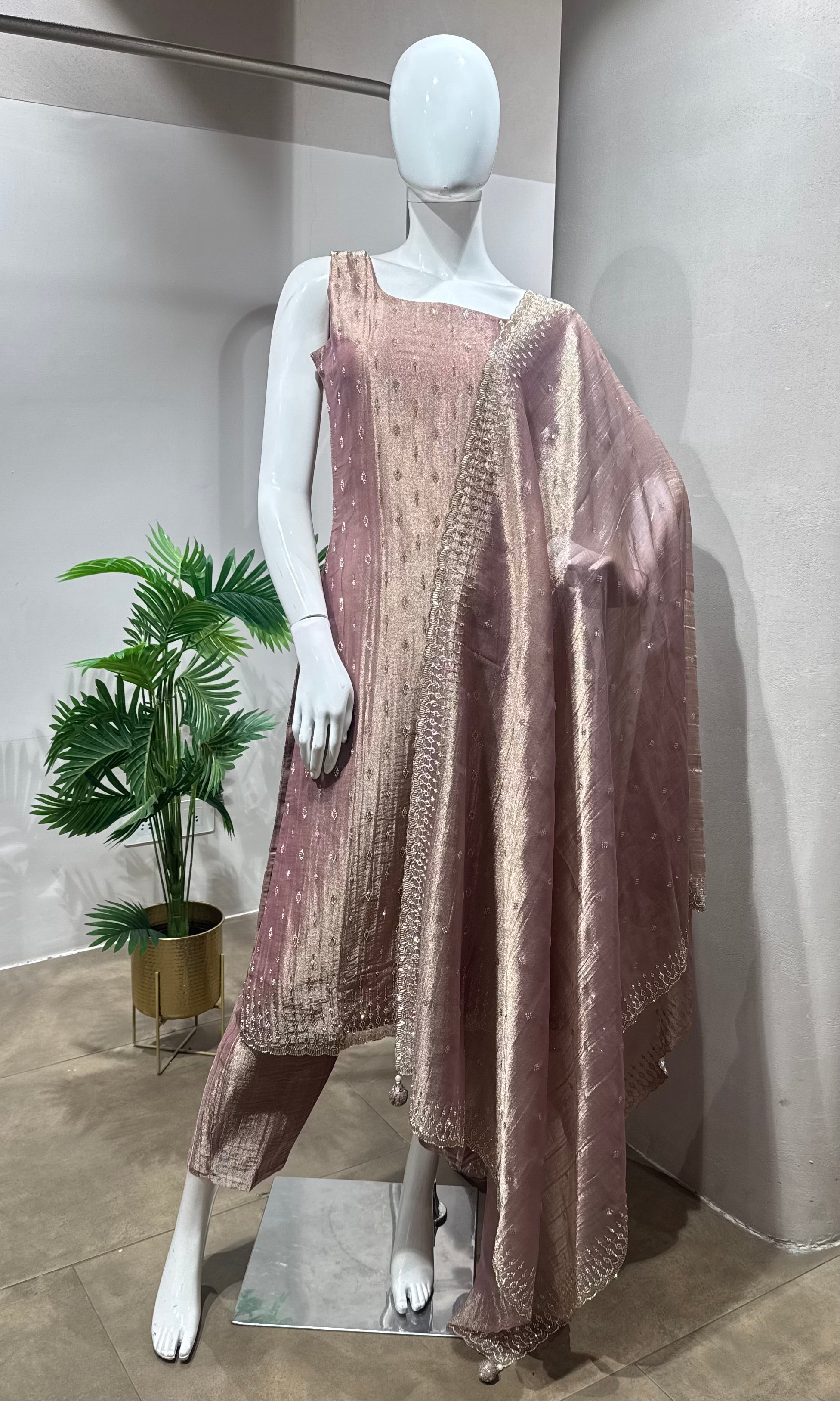 Mowee Pink Tissue Straight Cut Suit