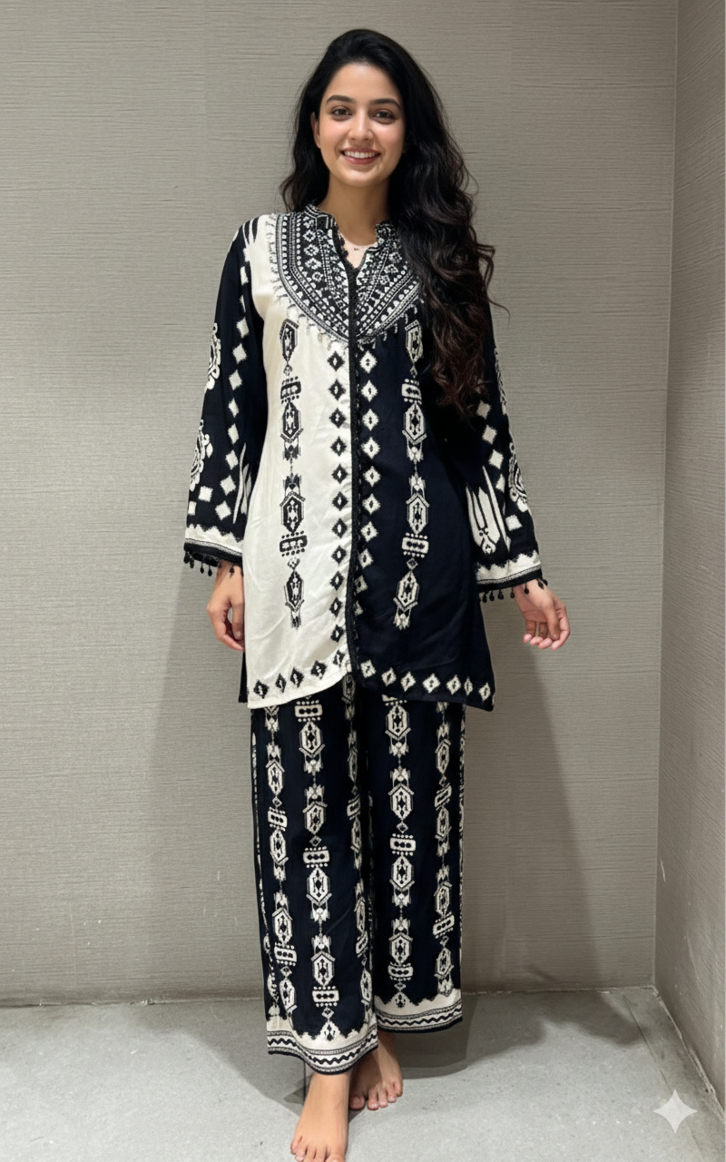 Black AND WHITE ELEGANT CORD SET