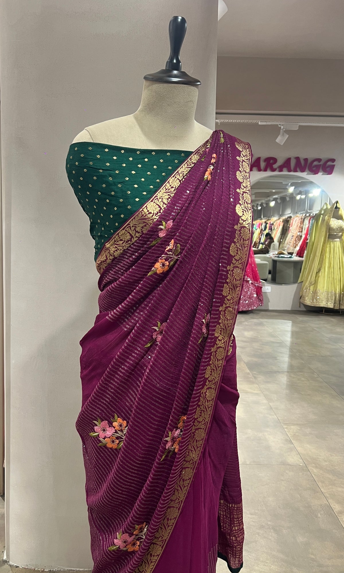 Wine FLORAL FANCY saree