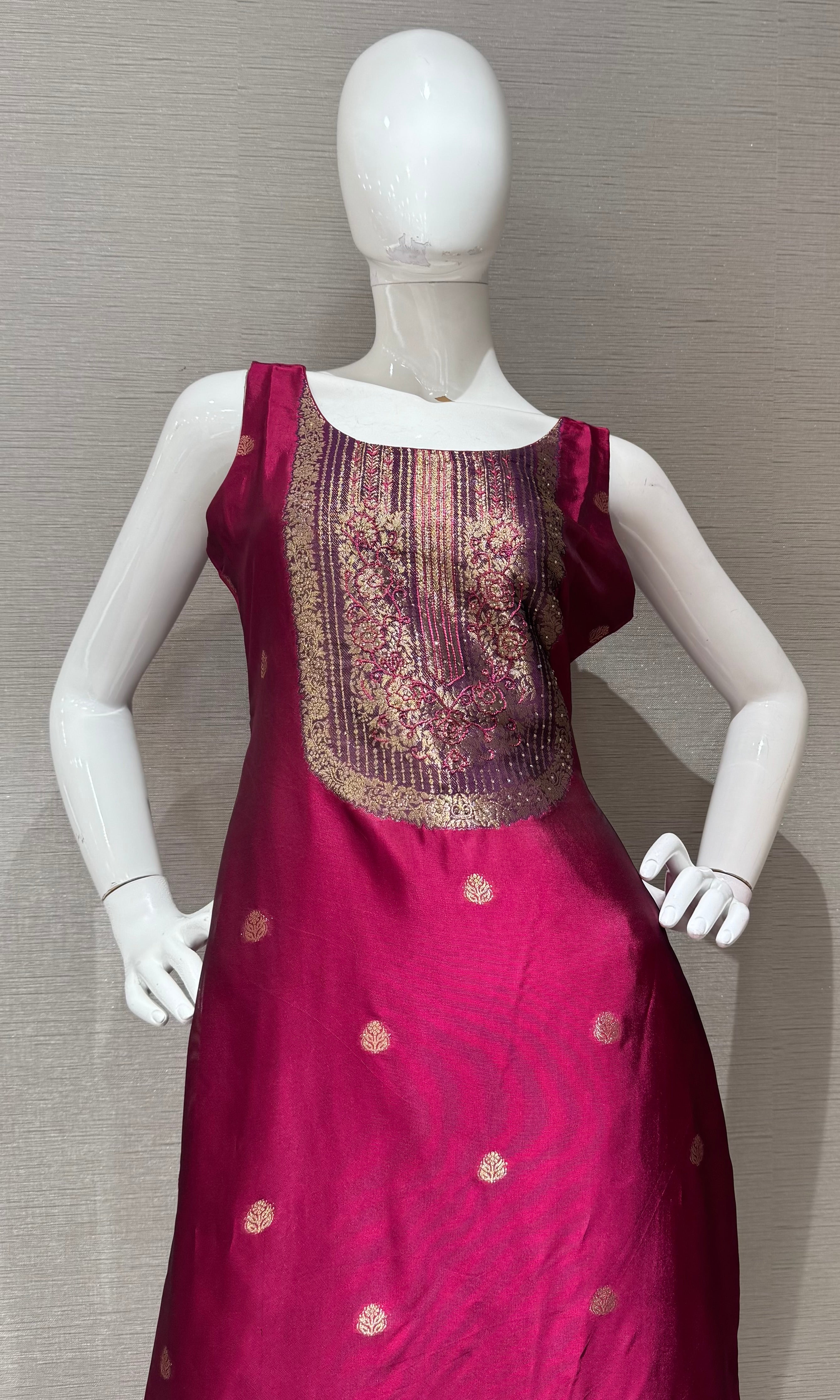 Royal Wine Fuchsia Zari Embroidered Kurta Set