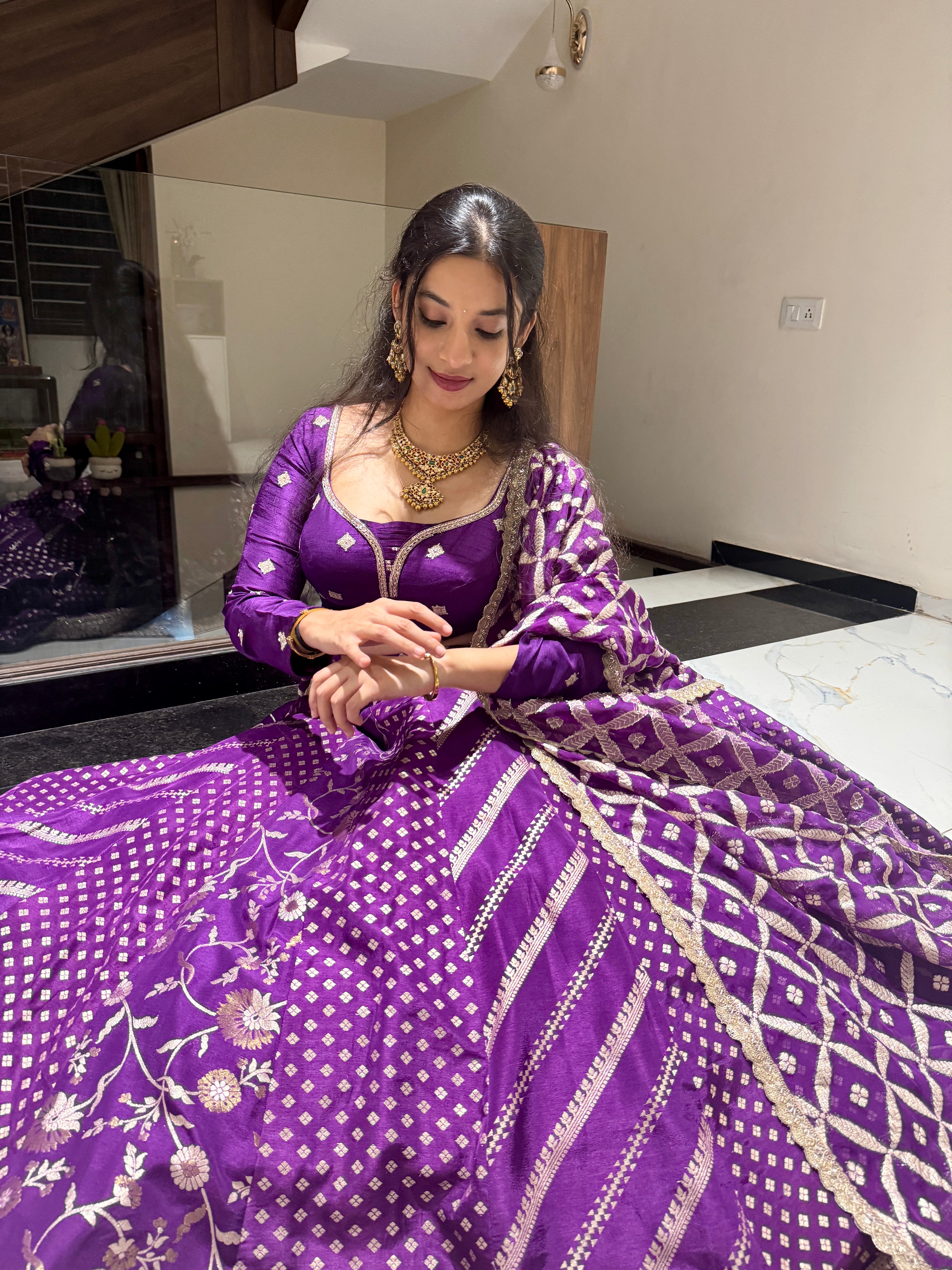 Purple Banarasi Lehenga