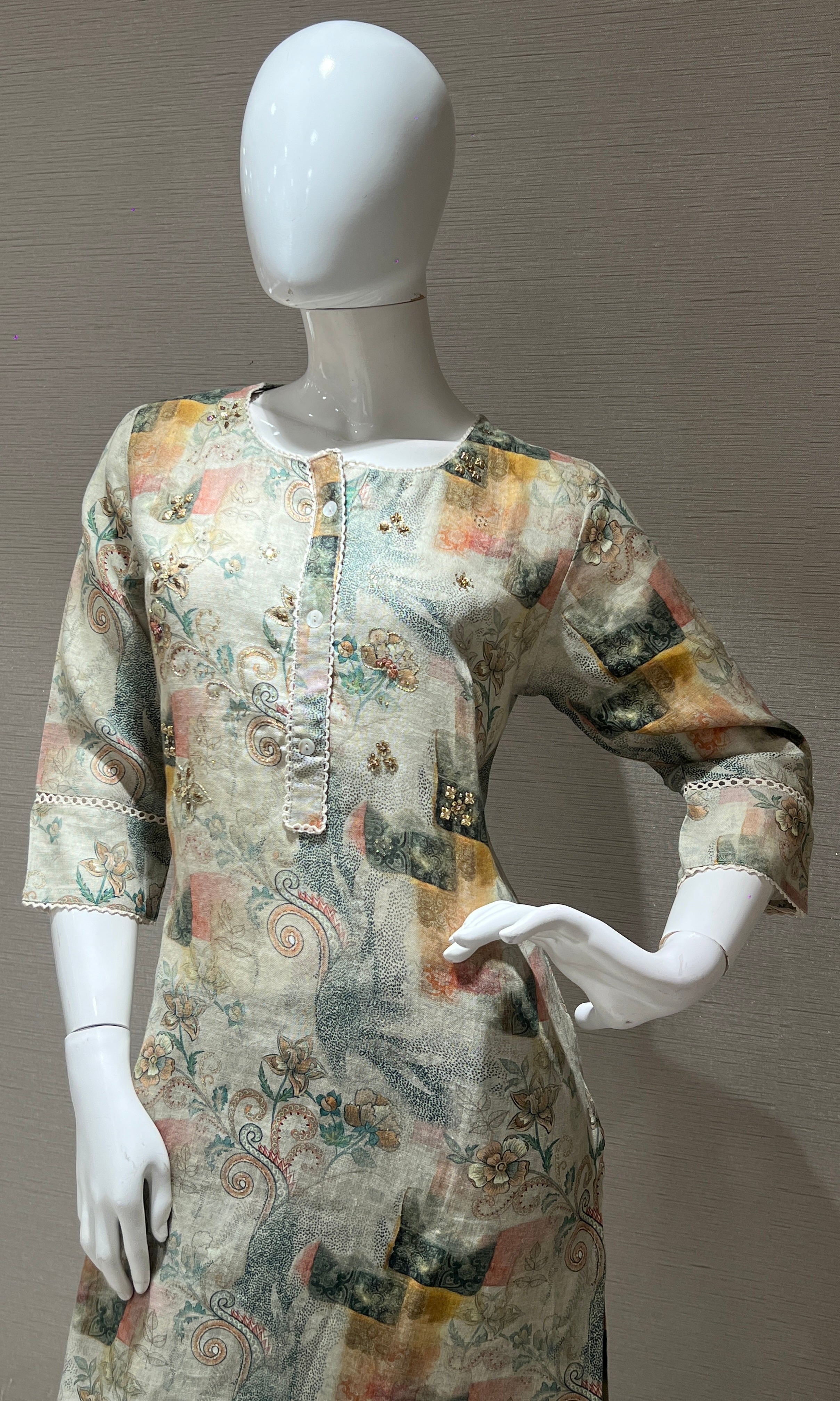 multi green Printed Floral Kurti top