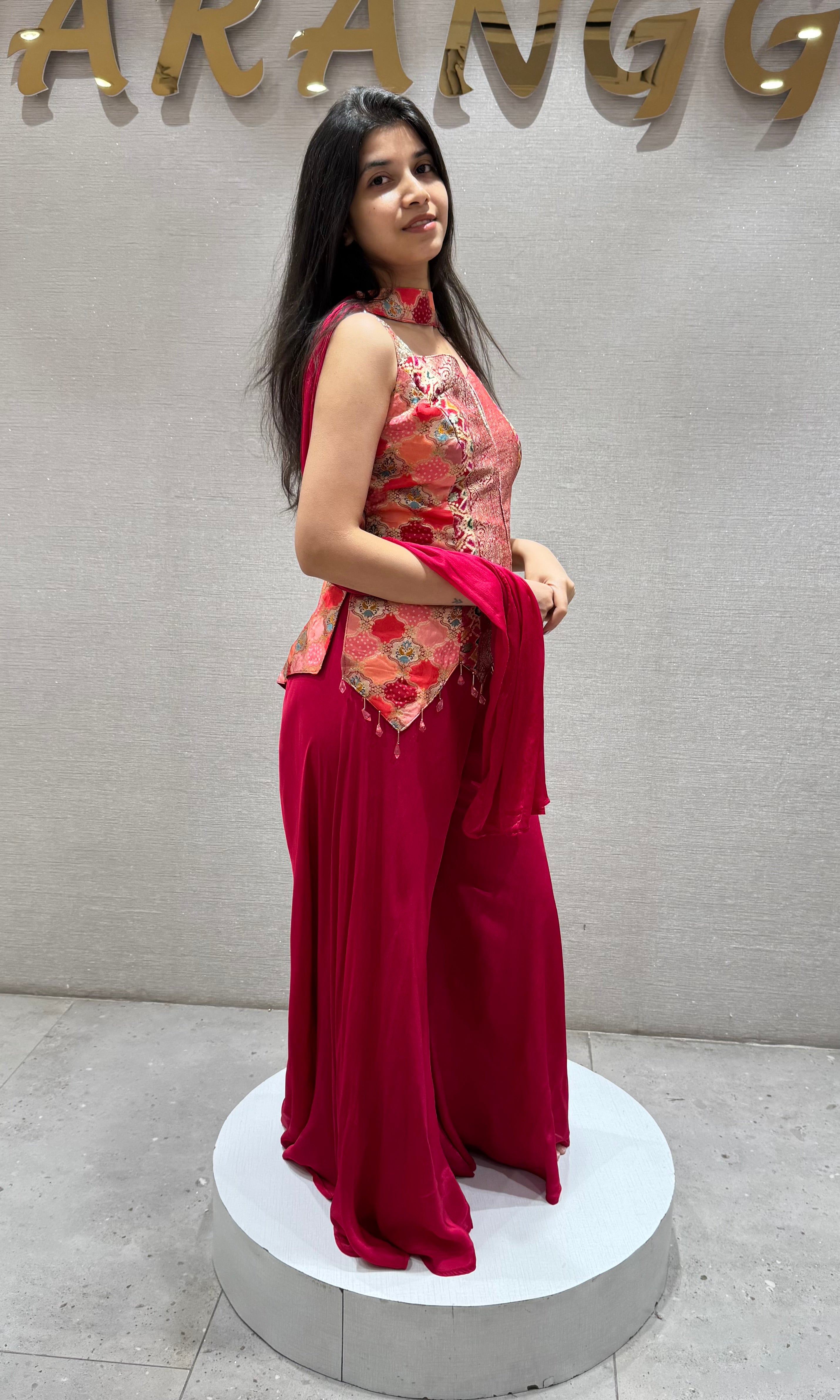 RED Embroidered Indo-Western Palazzo Set
