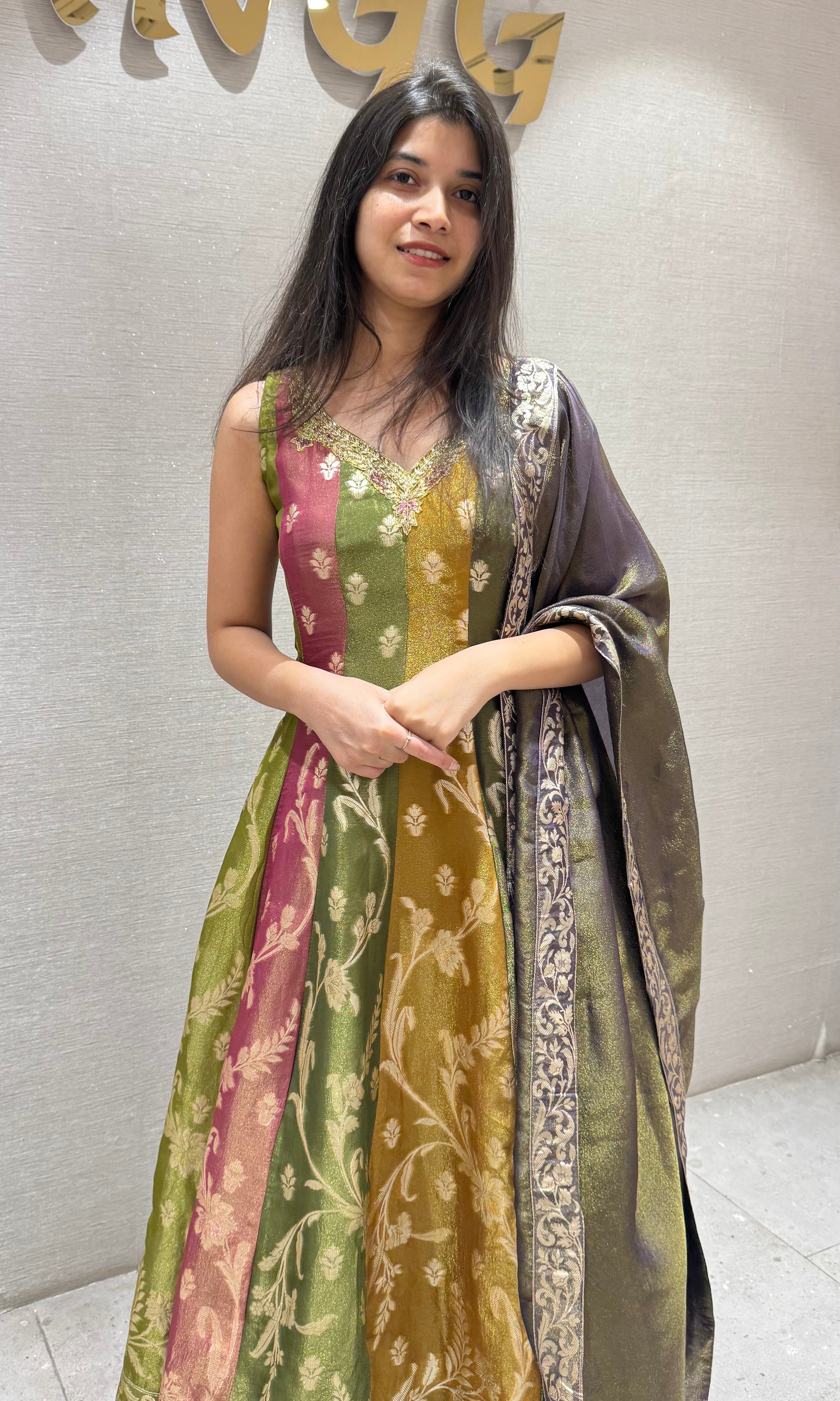 Multi FLORAL BANARASI ANARKALI SET