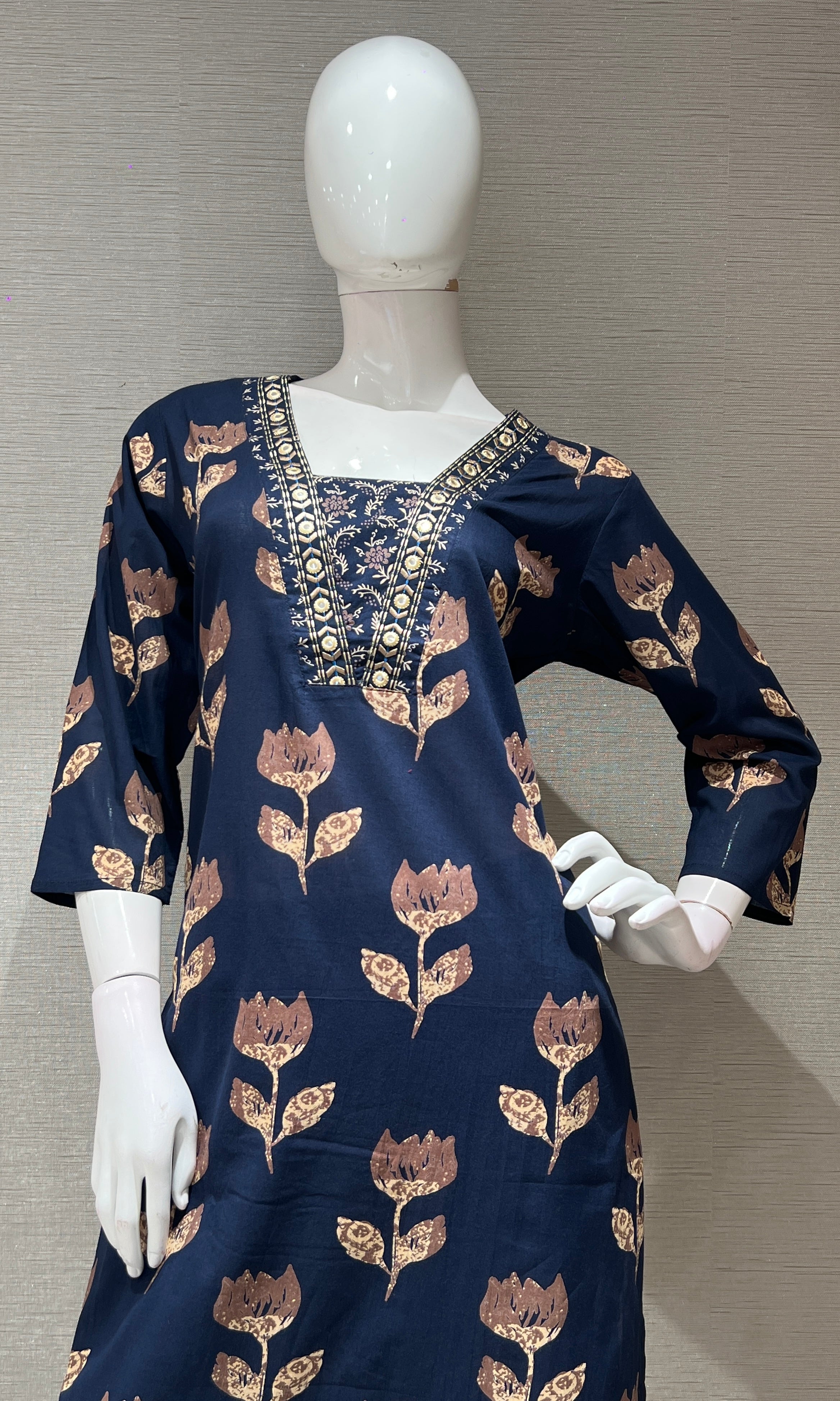 Navy blue FLORAL kurta set