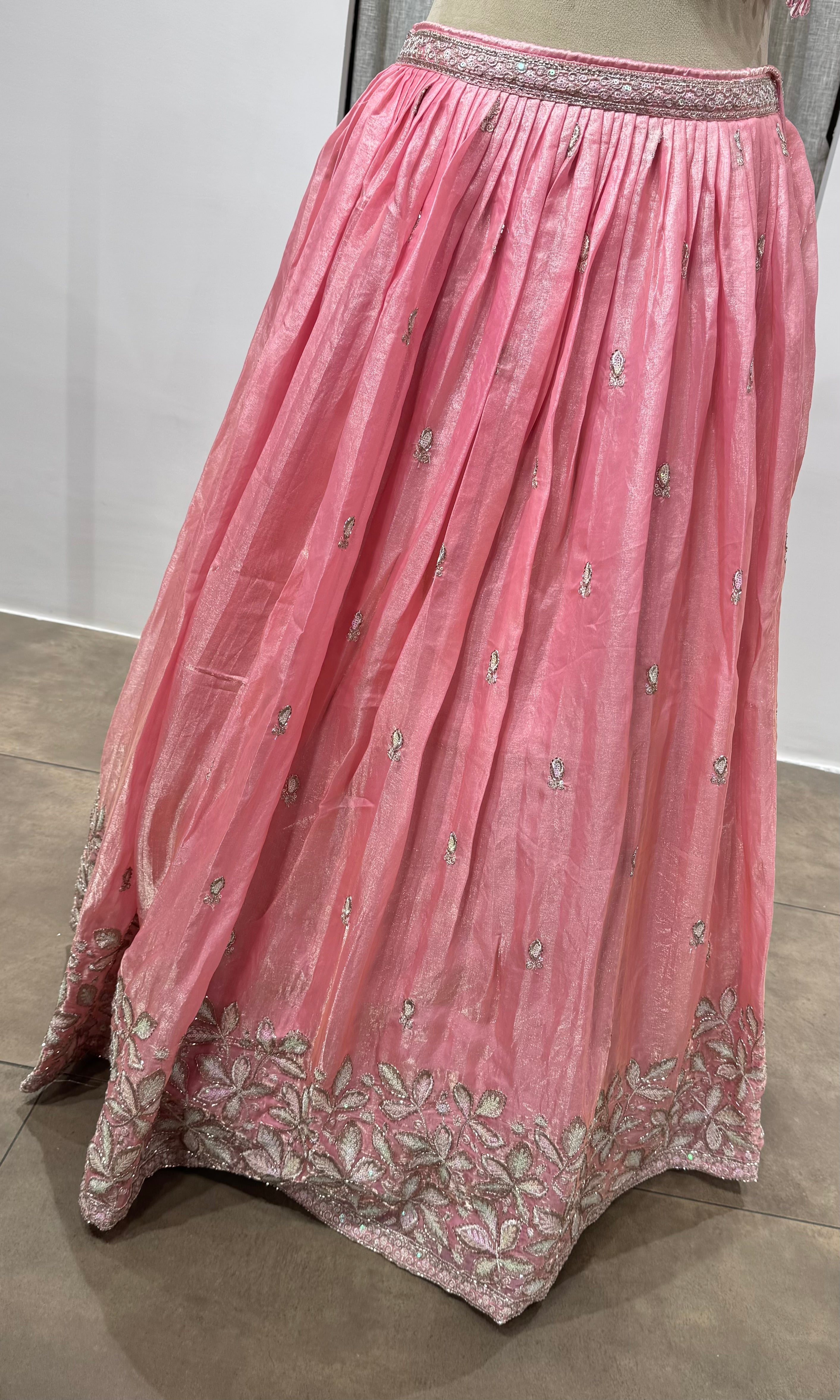 Baby Pink Sequins Embroidered Lehenga Choli