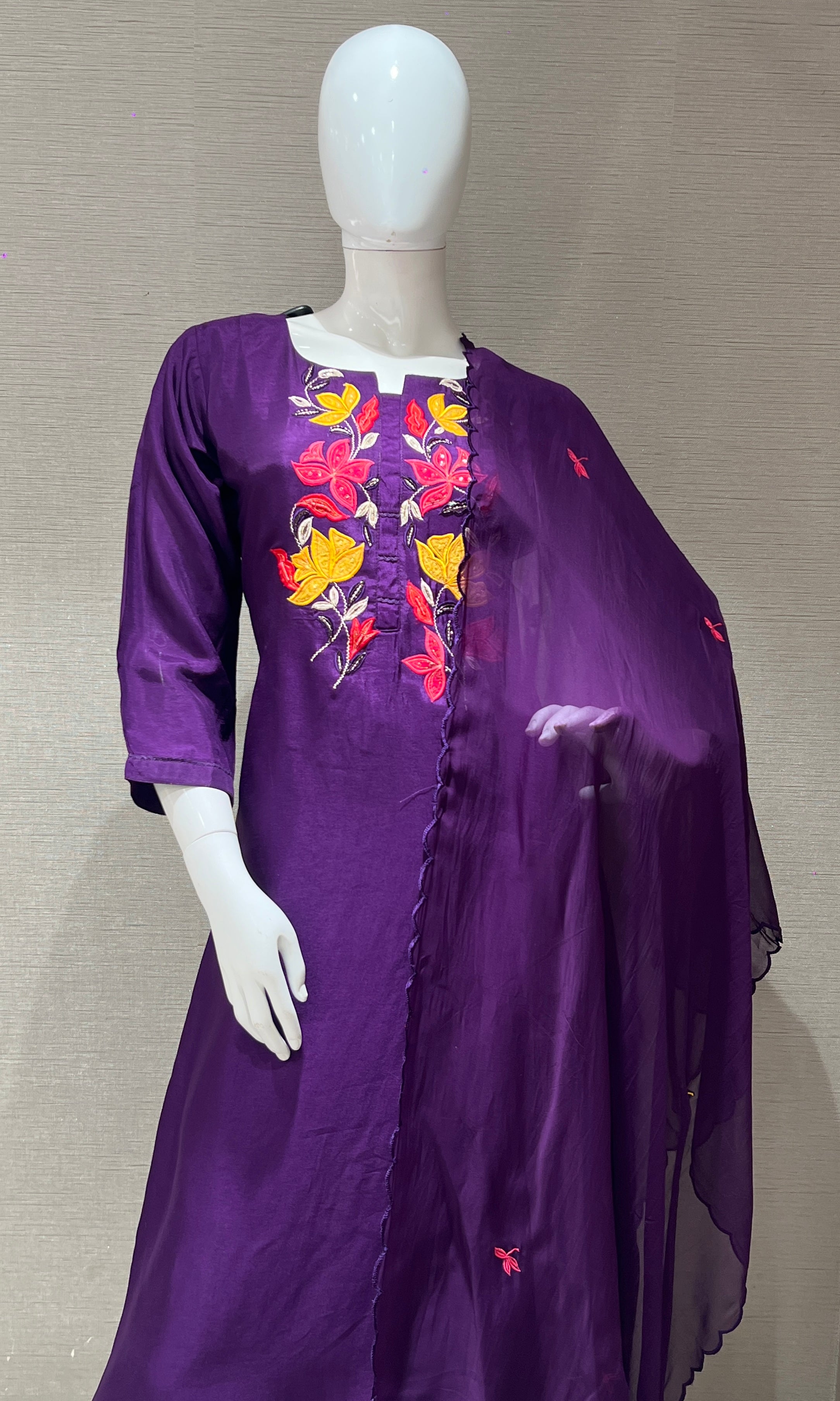 Purple floral kurta set