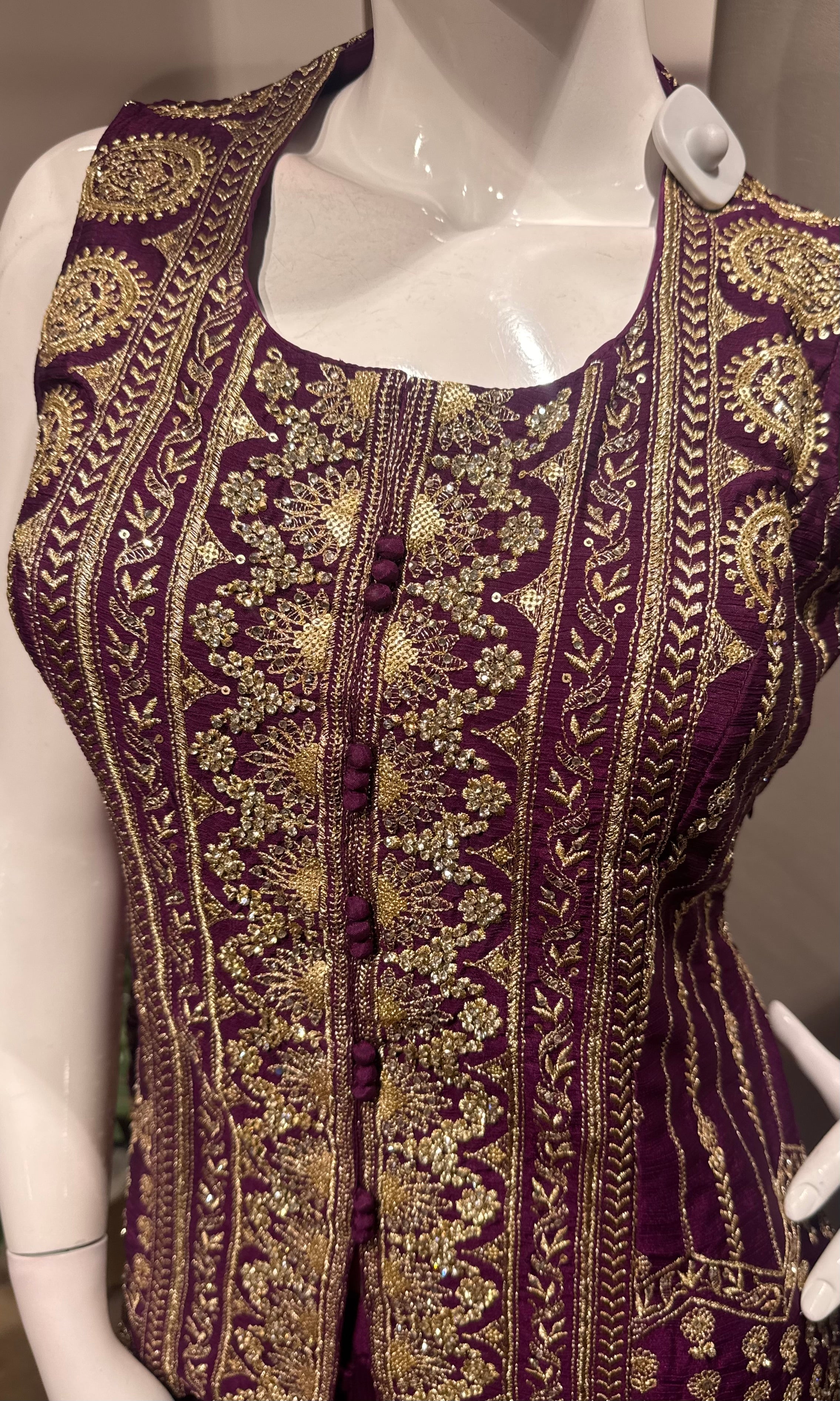 Wine Embroidered Indo-Western Palazzo set