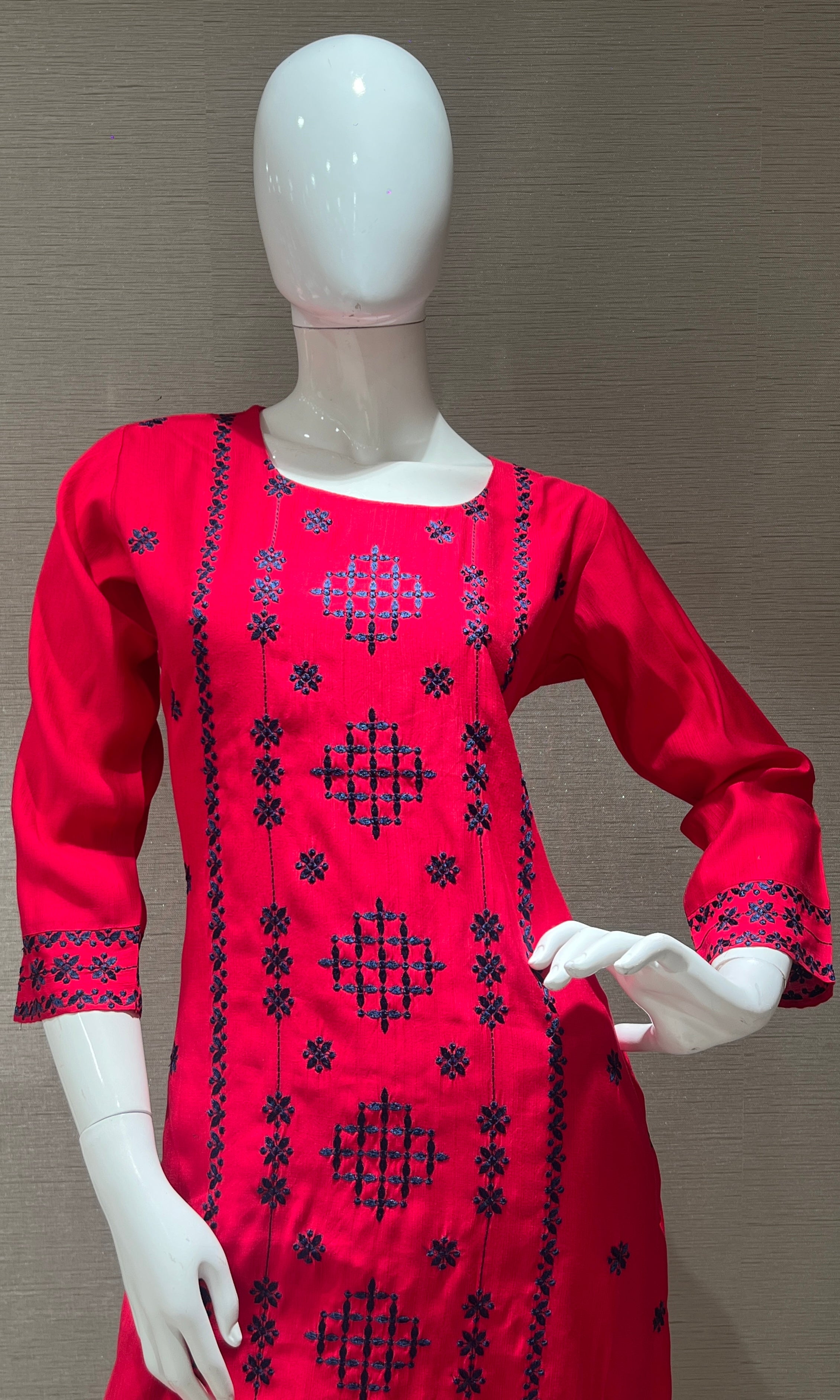 Pink Embroidered Kurta Set with Printed Dupatta