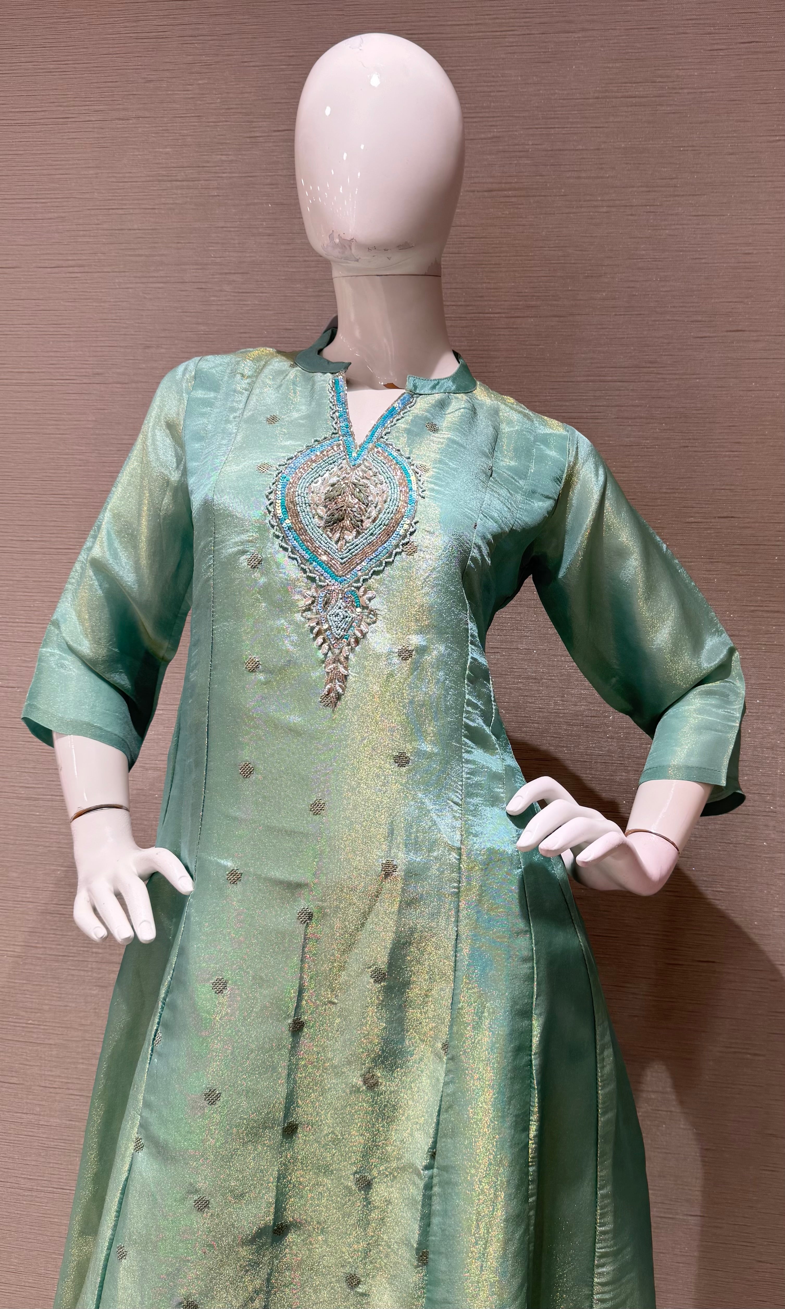 Sea Green Embroidered Silk Salwar Kurta set