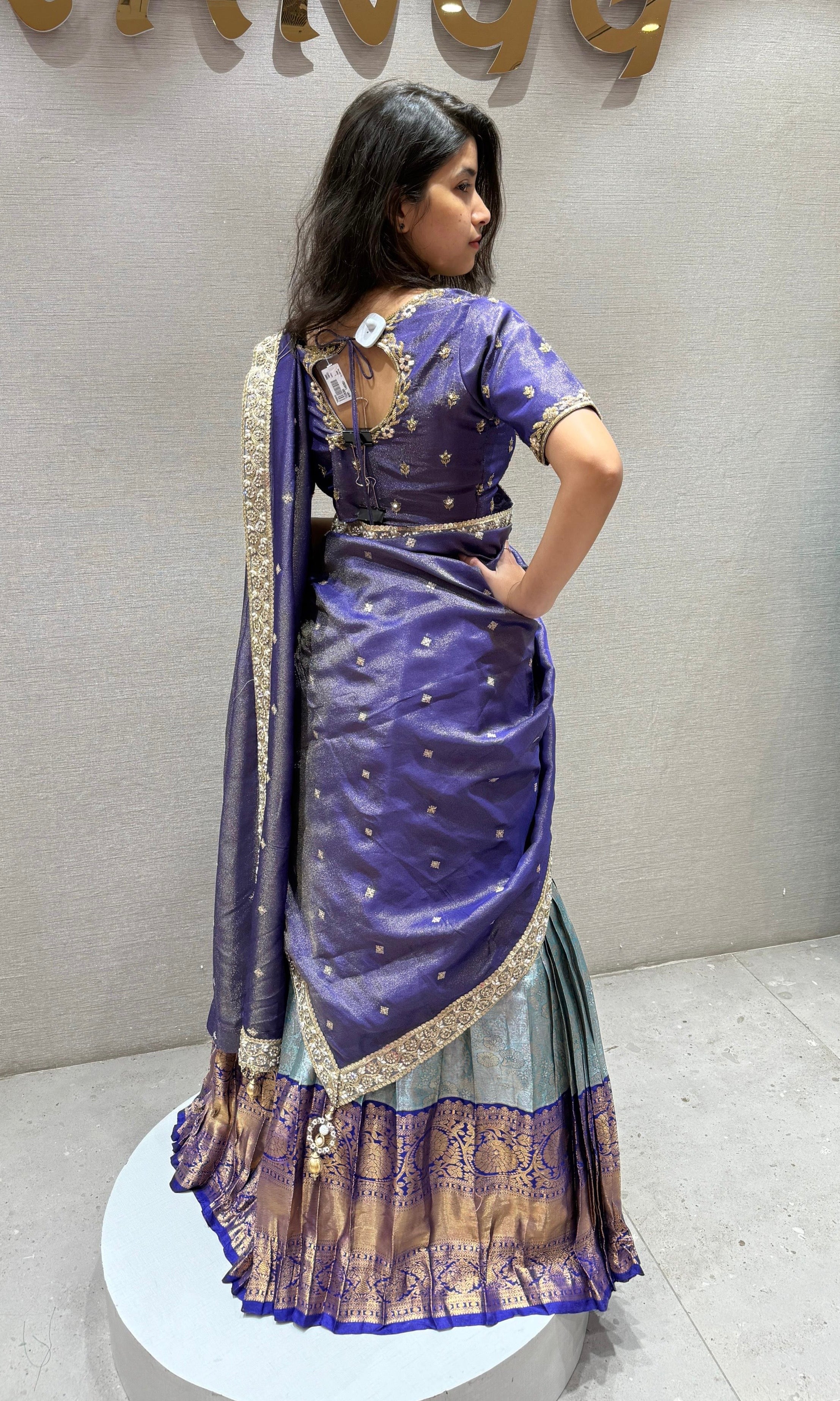 Purple pattu Lehenga