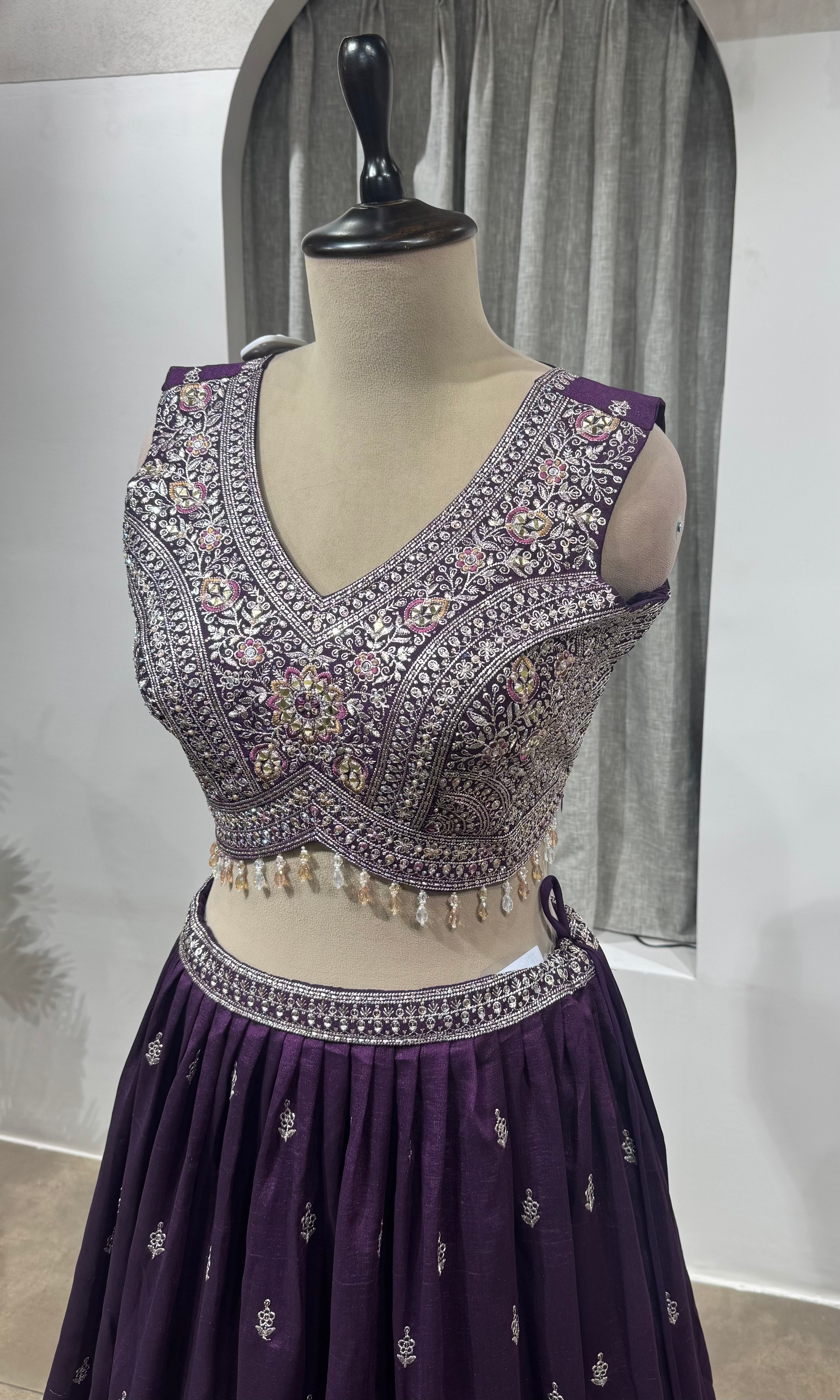 ROYAL WINE INTRICATE EMBROIDERED LEHENGA
