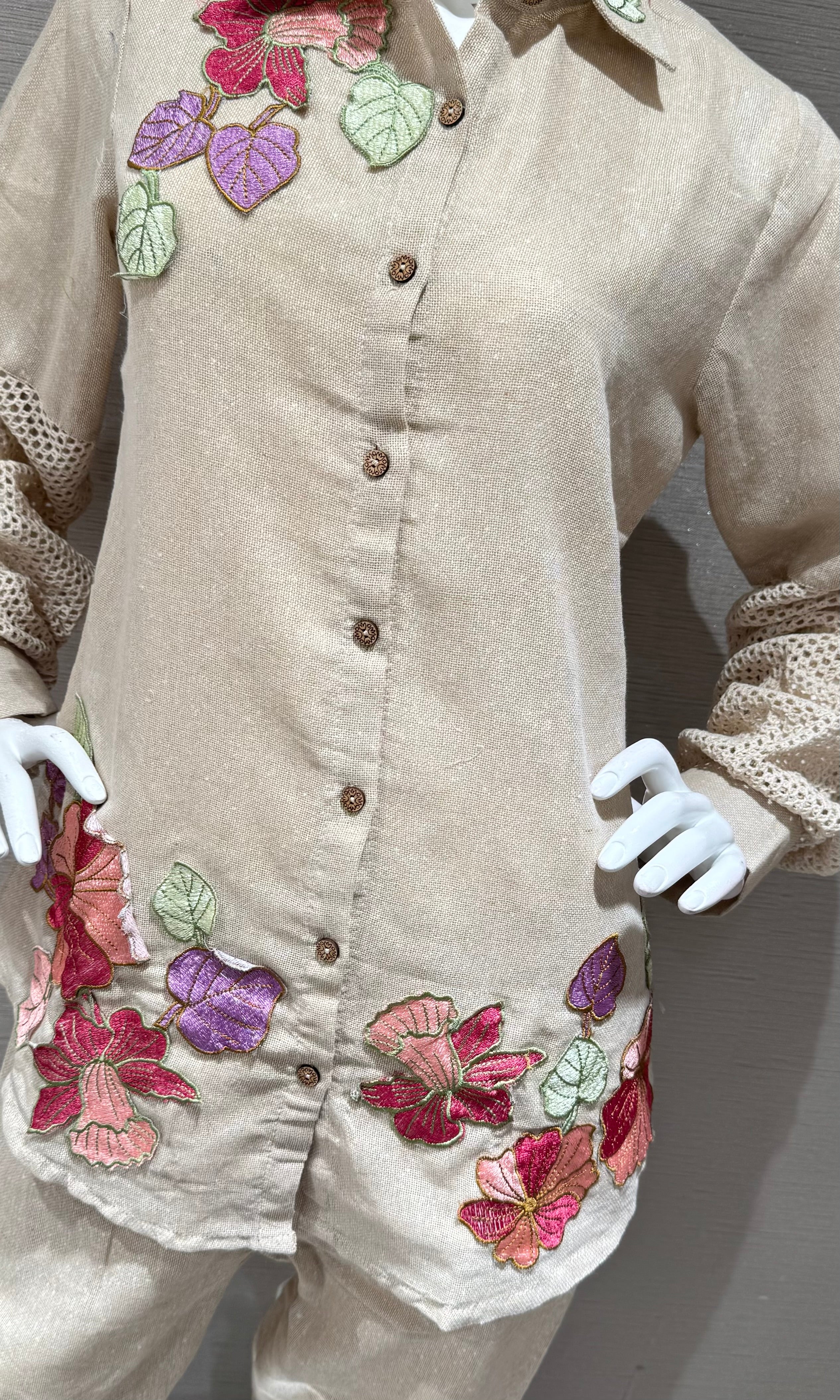Beagh Floral Embroidered Shirt and Trouser Set