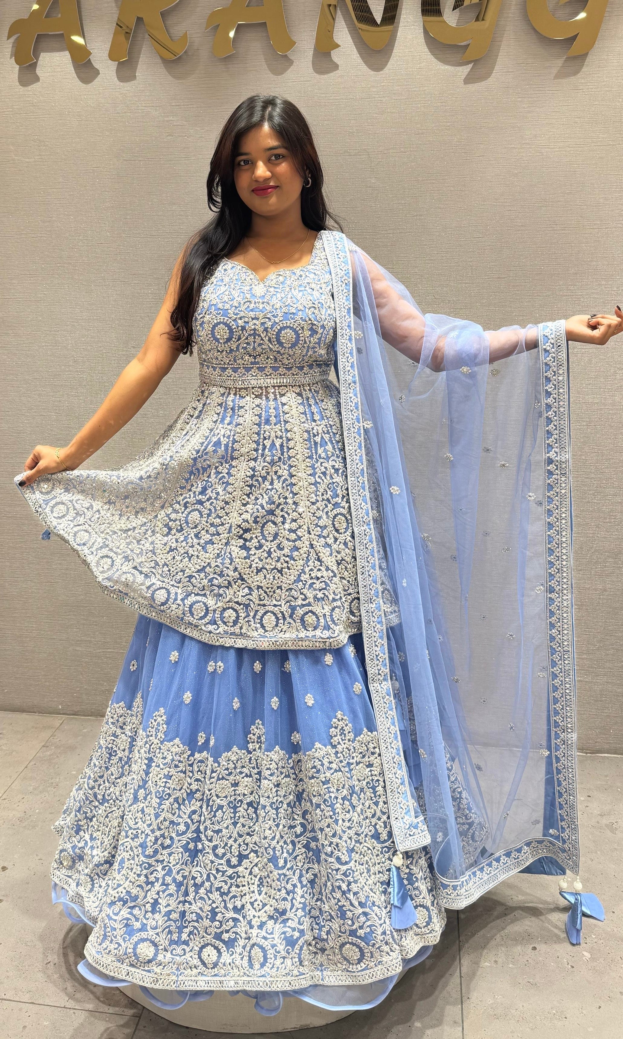Light Blue lehenga with peplum