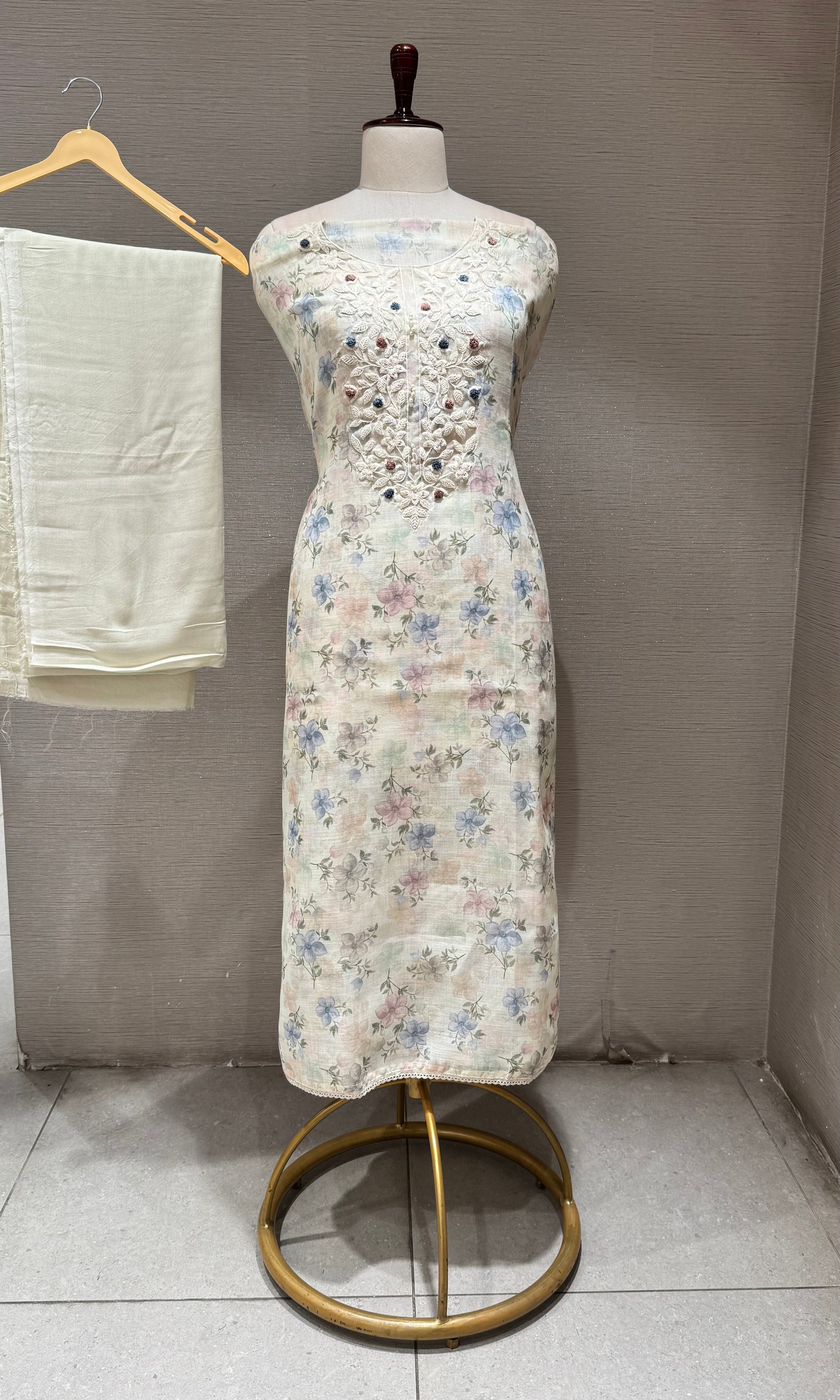 Pista green Chinkankari dress material