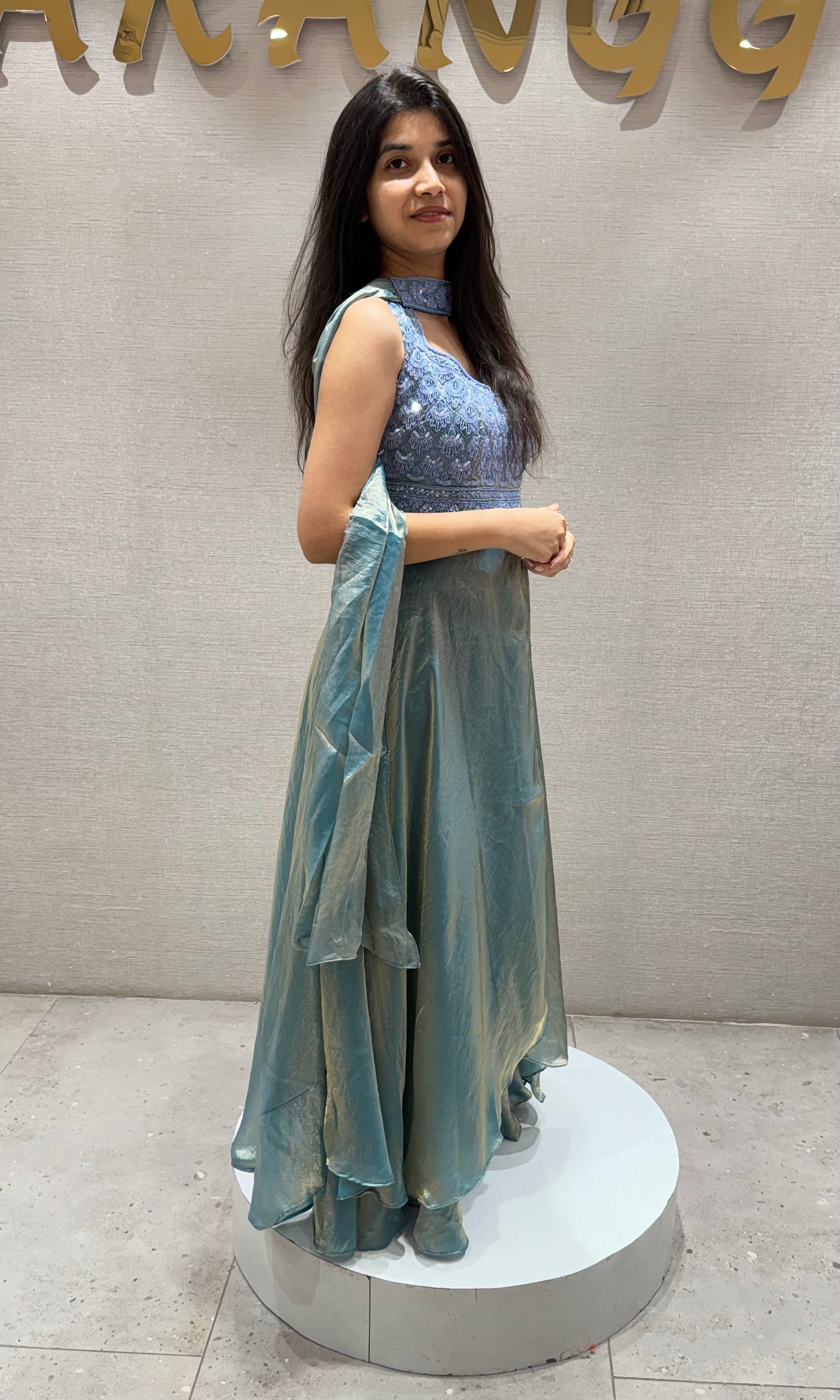 LIGHT Blue Shimmer Tissue Palazzo Set