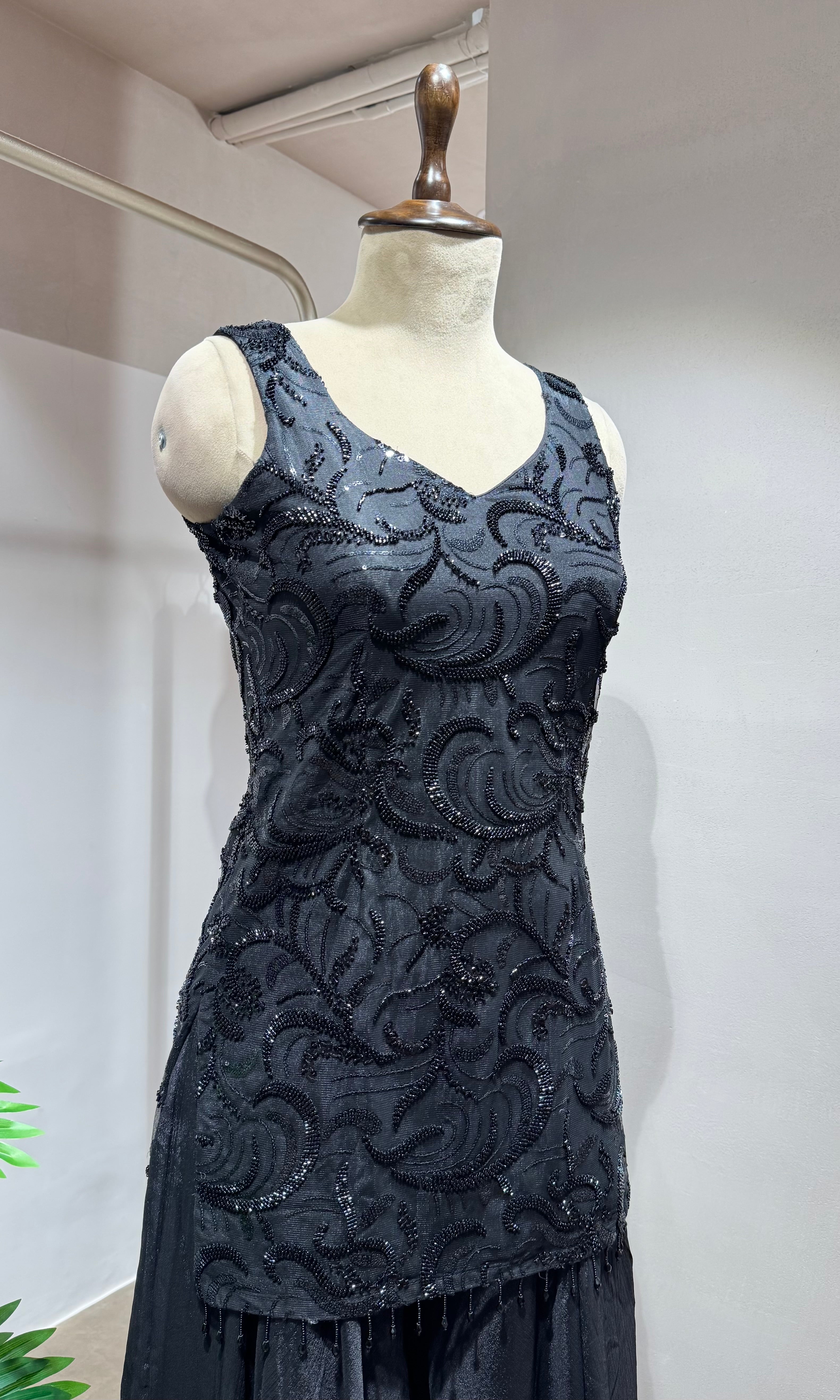 BLACK SHARARA WITH BEAD WORK