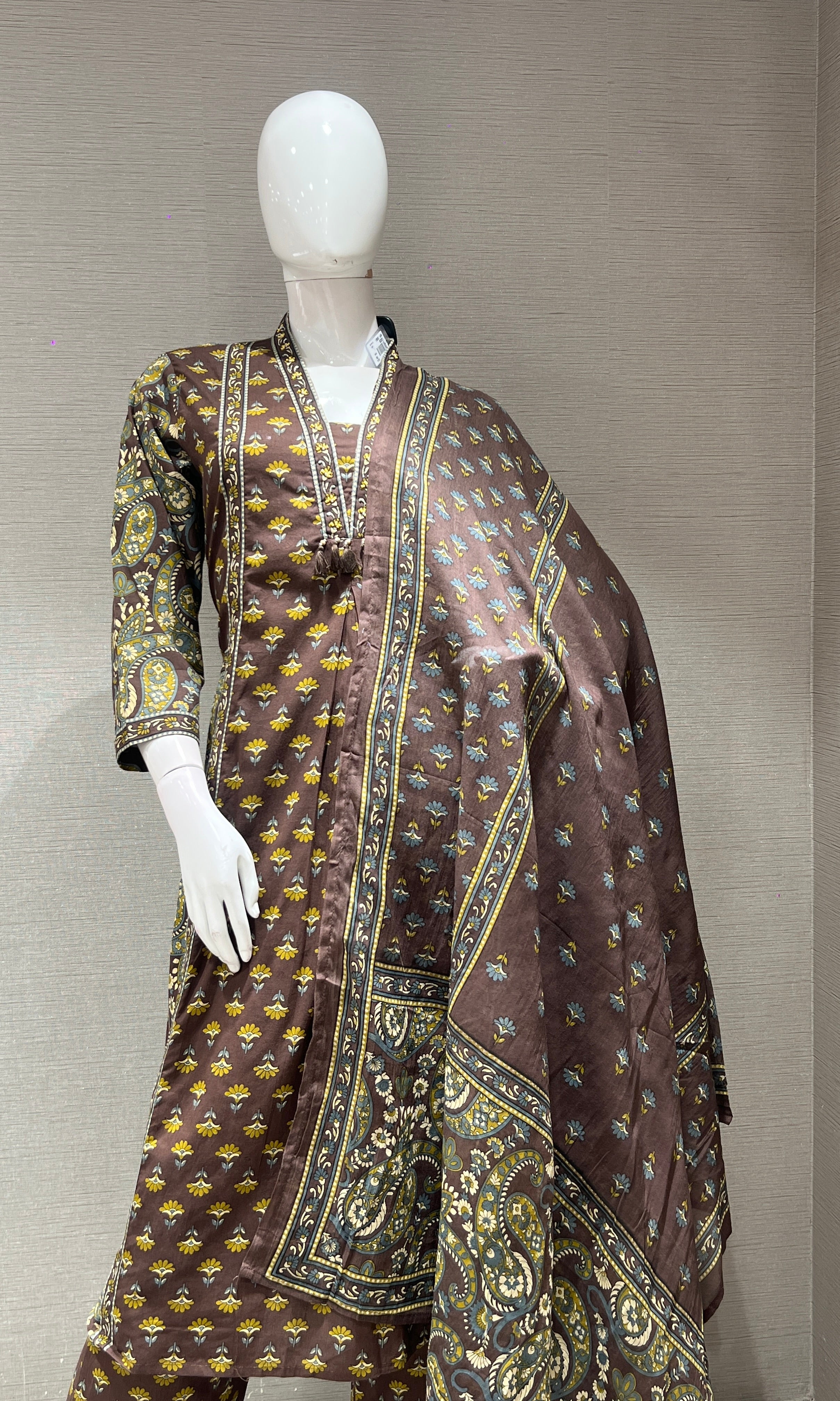 Brown A LINE KURTA SET