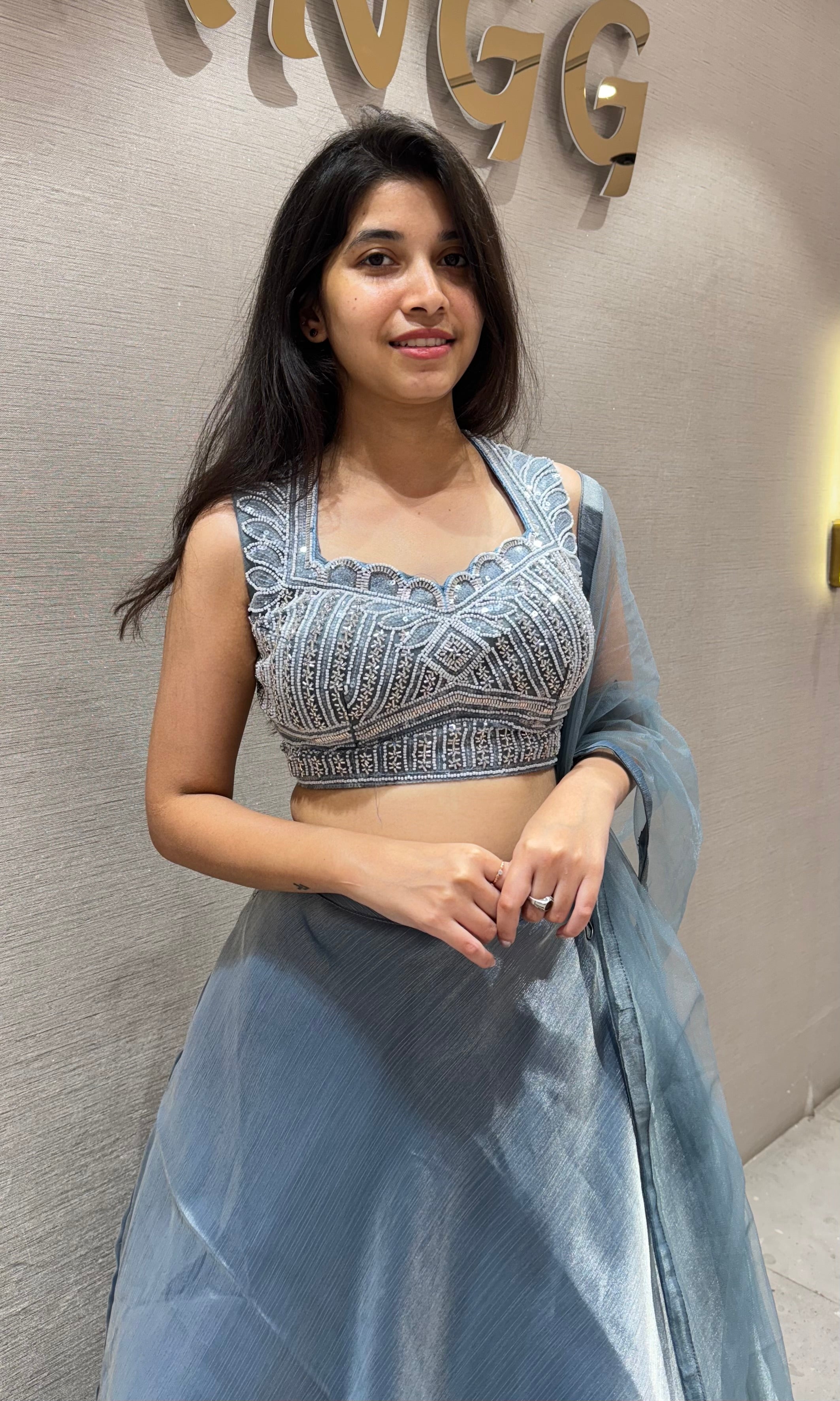 Blue Lehenga with corset blouse