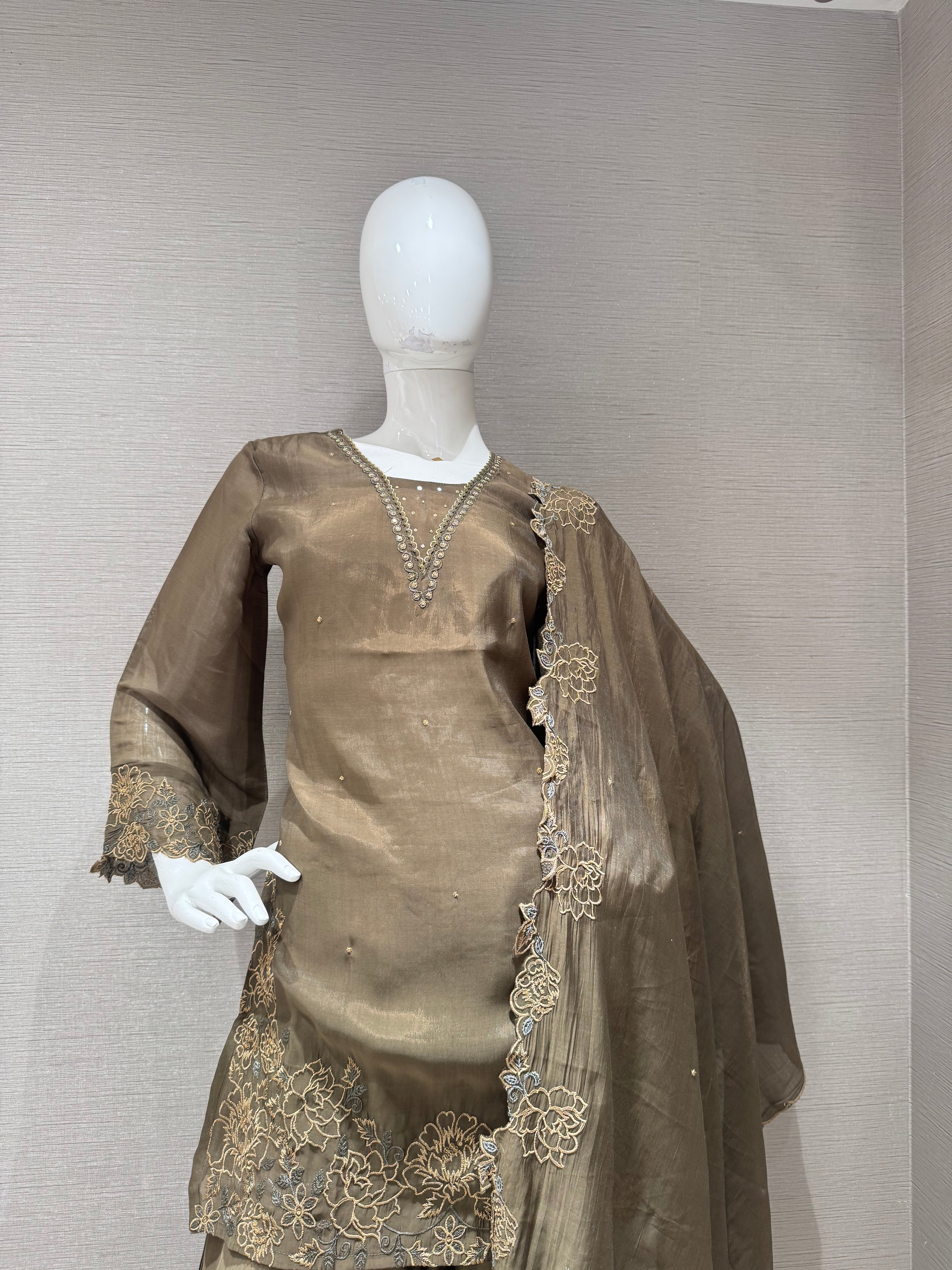Mehendi Green floral farsi salwar kurta set