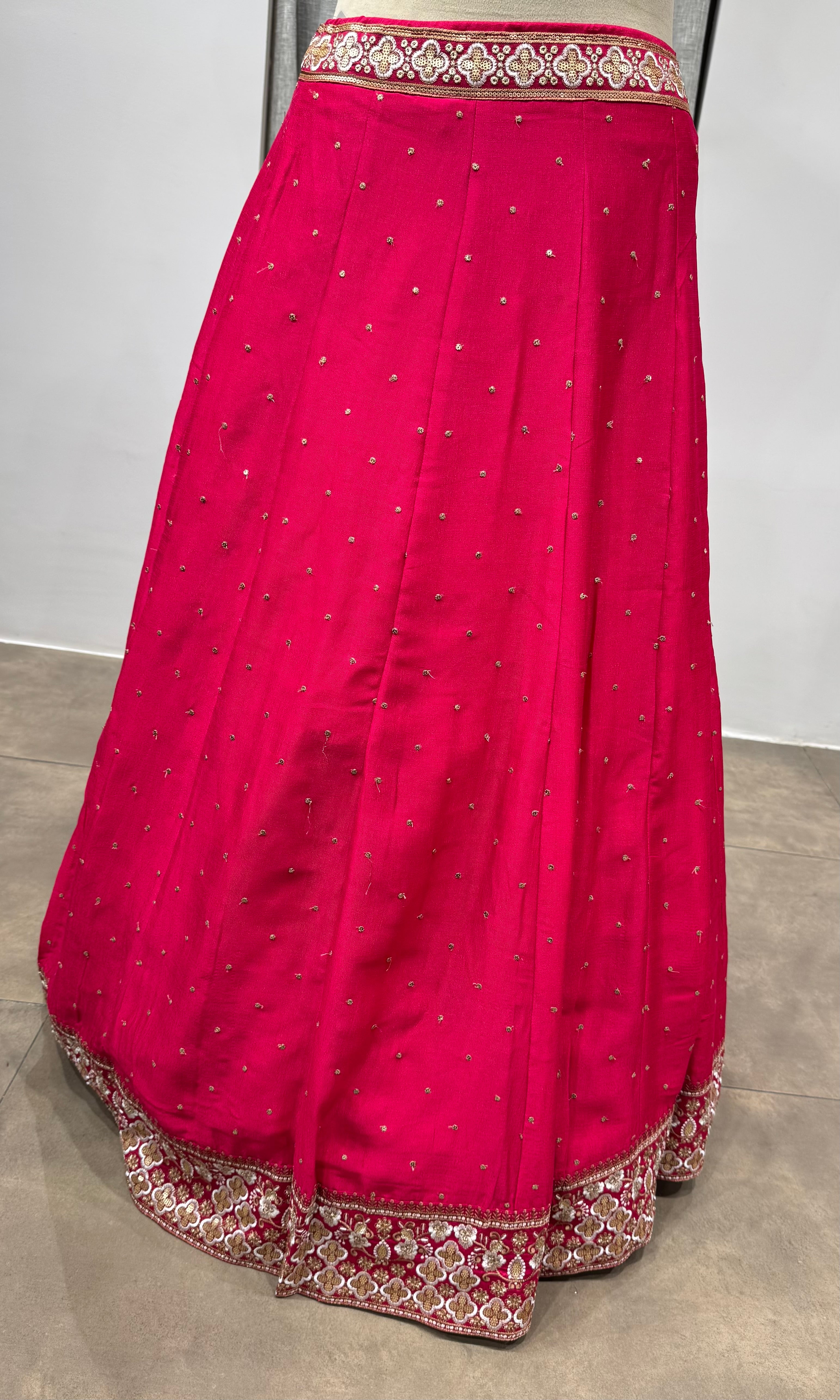 pink raw silk embroidered lehenga set
