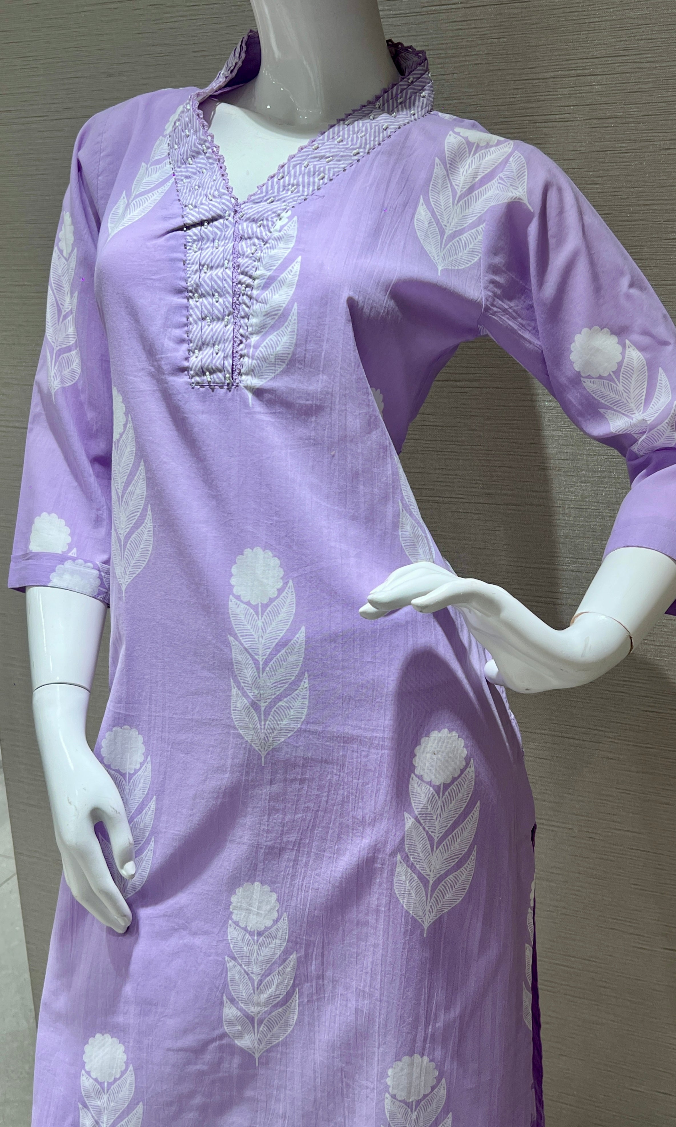 Lavender Floral Printed Kurta Set