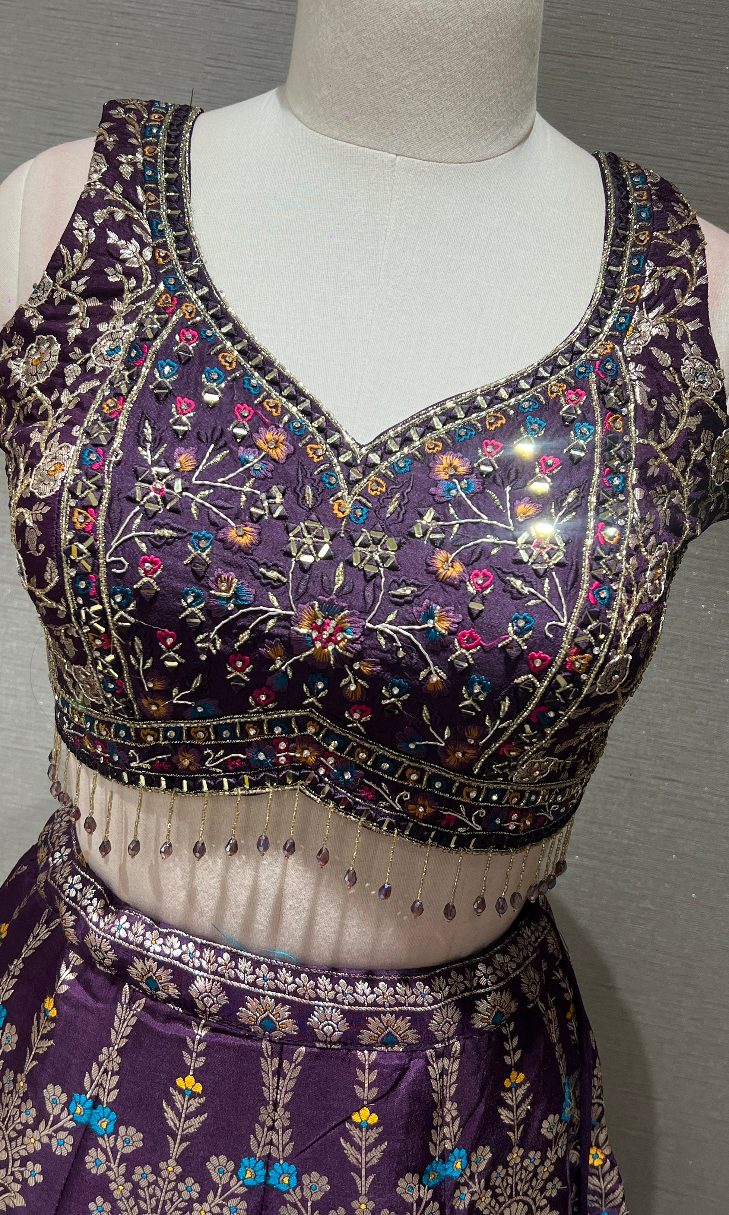 Purple banarasi intricate embroidered Lehenga