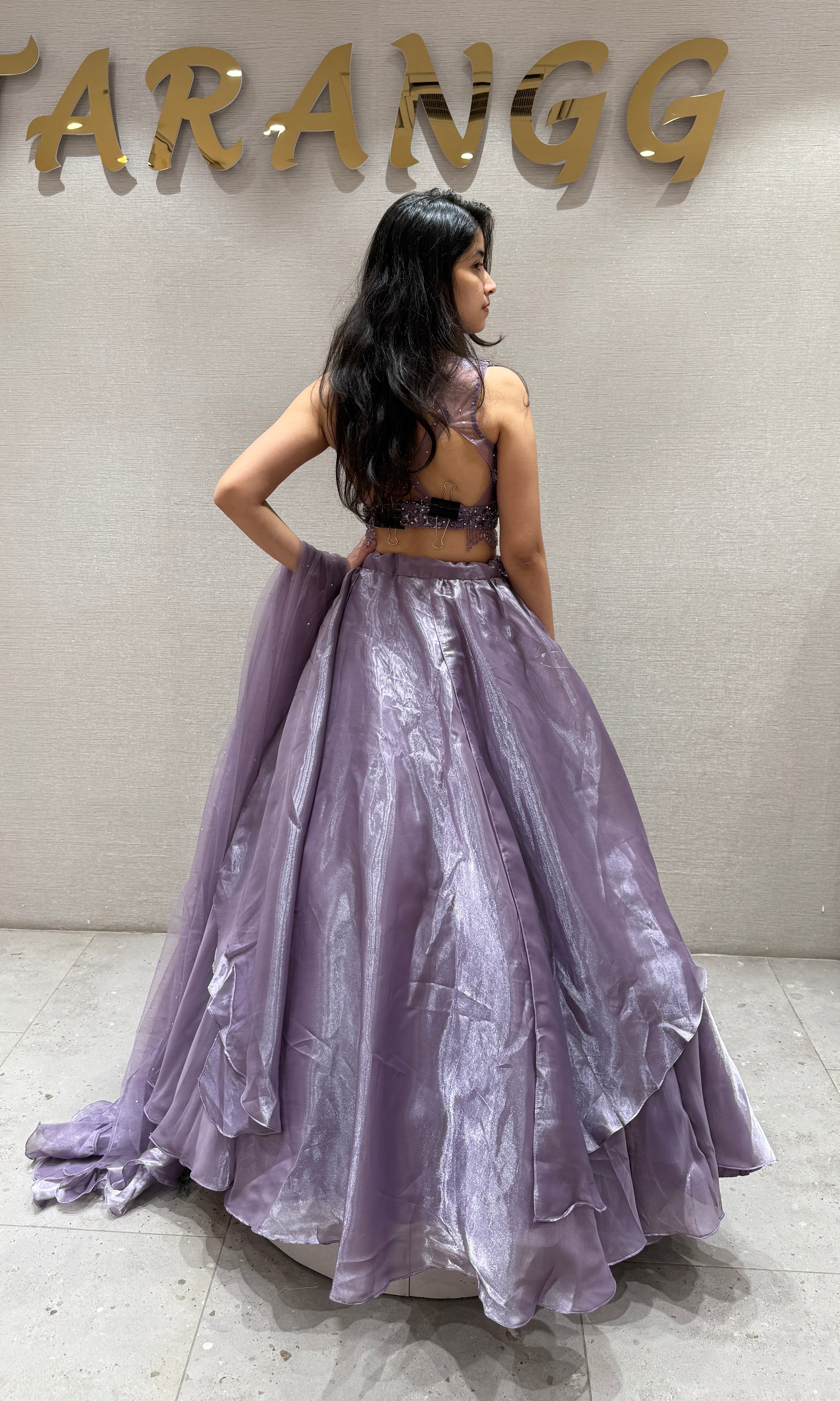 Lilac Sequin Embroidered Lehenga Set