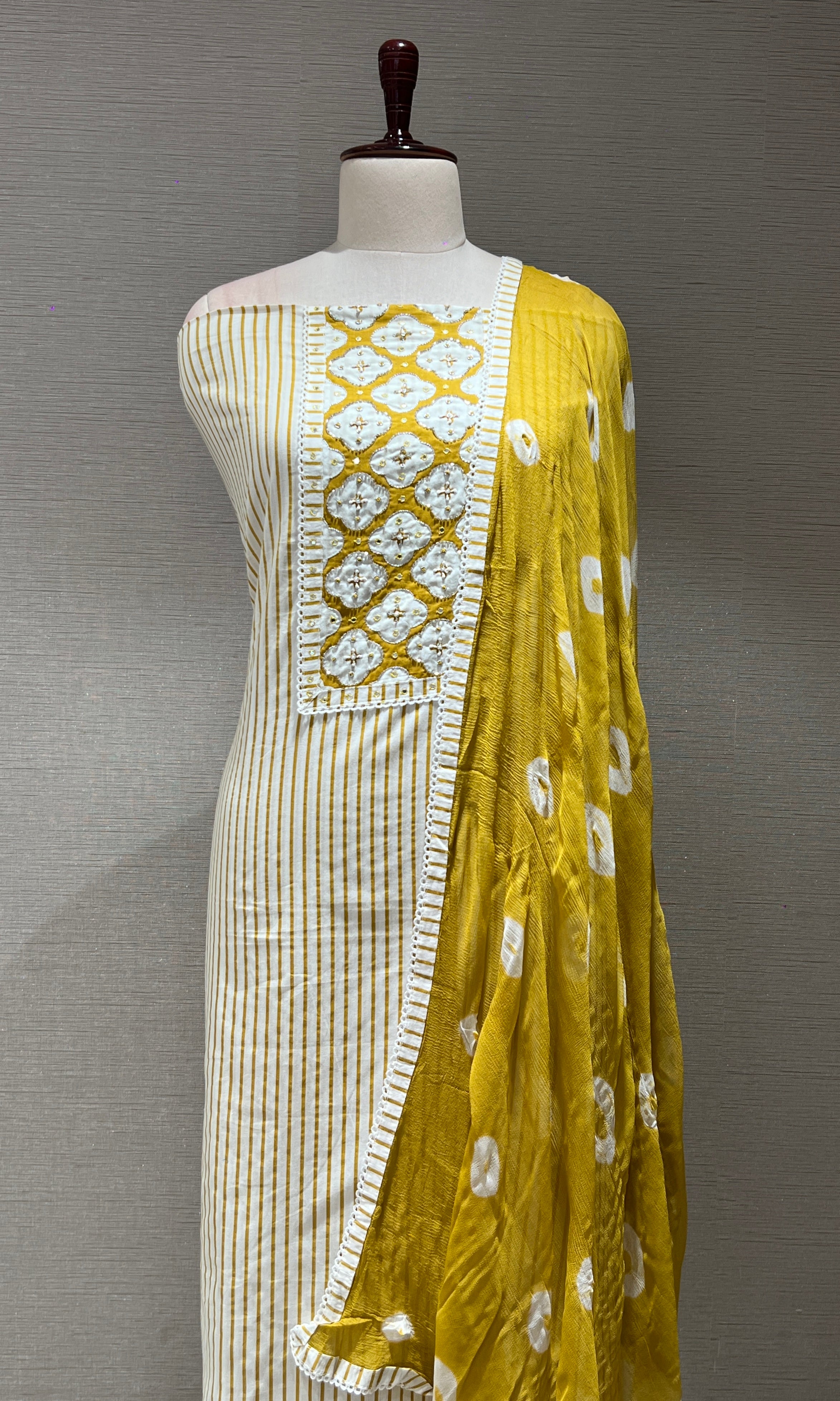 Mustard yellow dress material