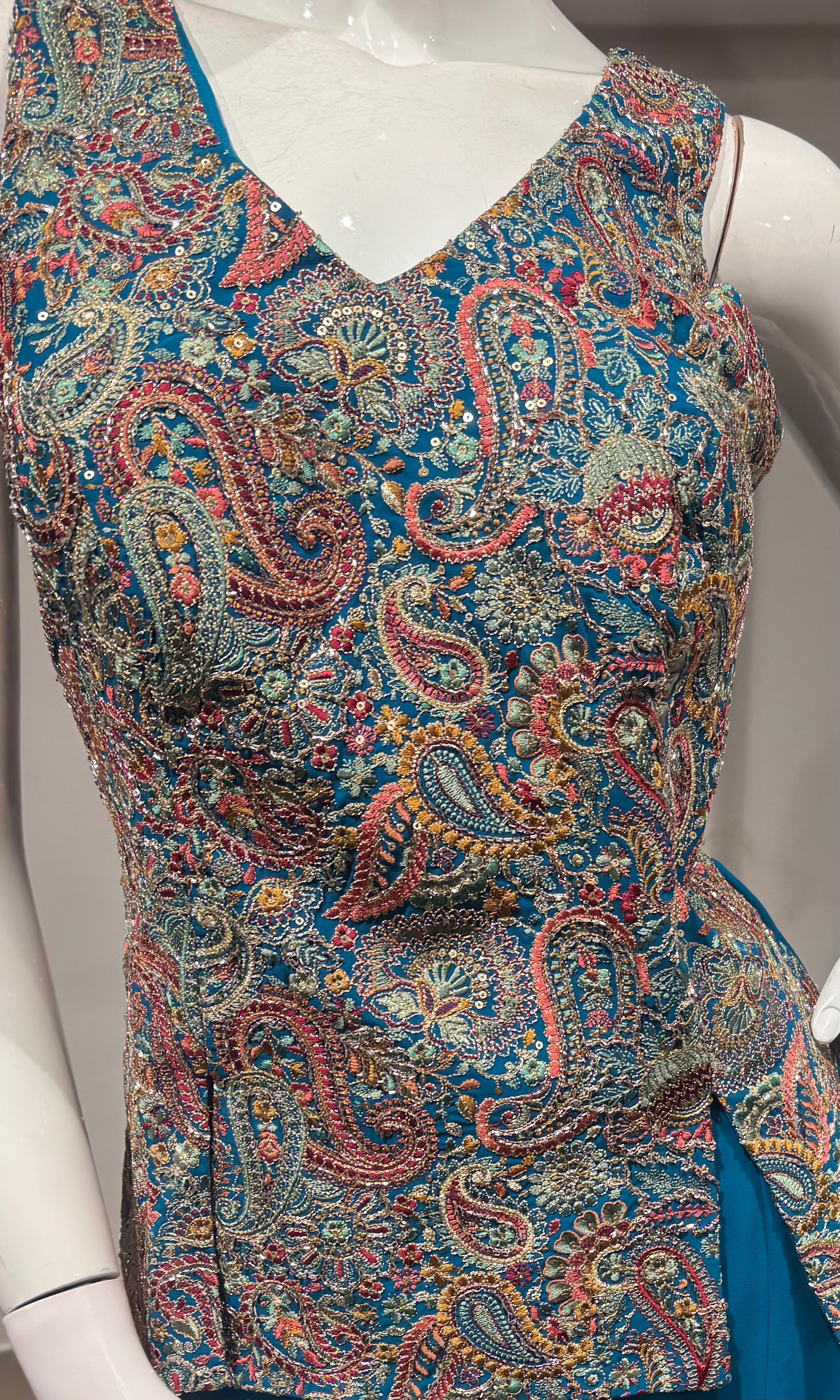 Rama Embroidered Peplum Palazzo Set