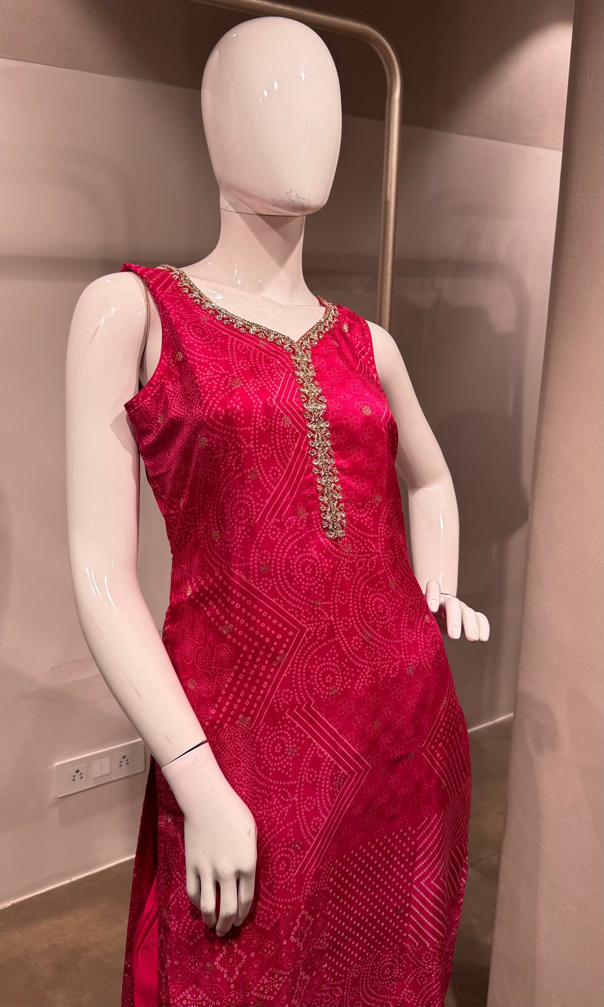 pink Bandhej Kurta set