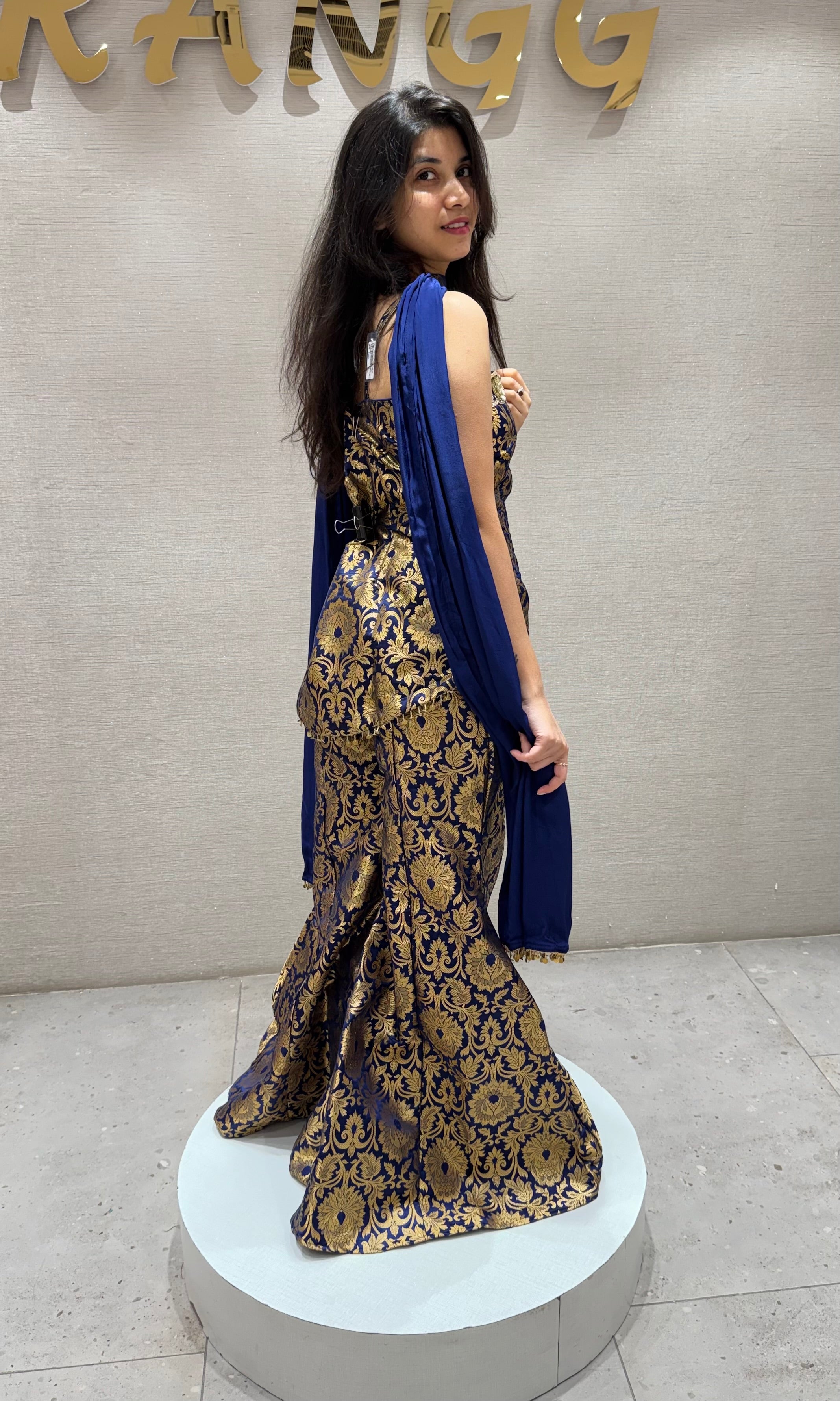 Navy blue GOLDEN FLORALS PALAZZO SET