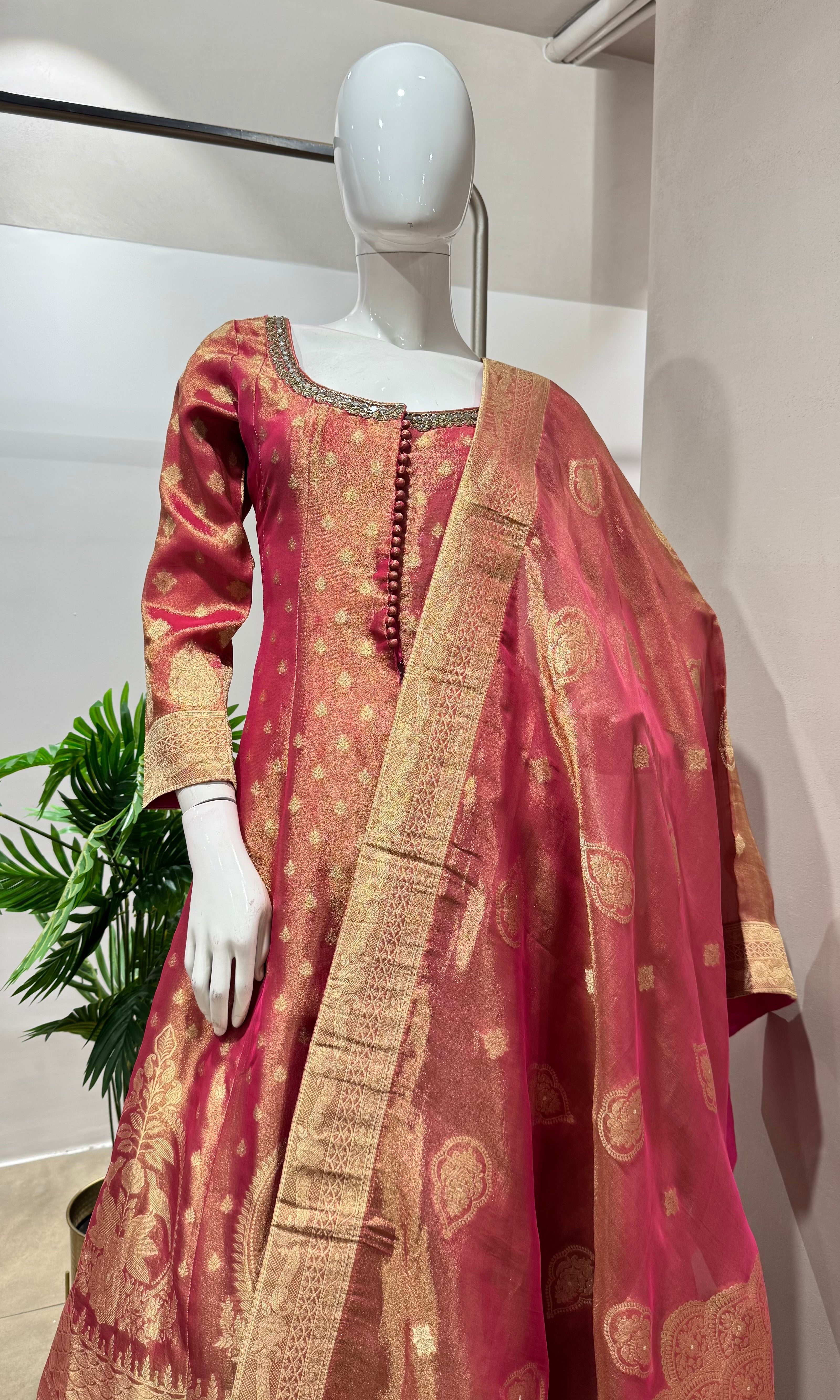 Pink ANARKALI WITH PALAZZO PANTS