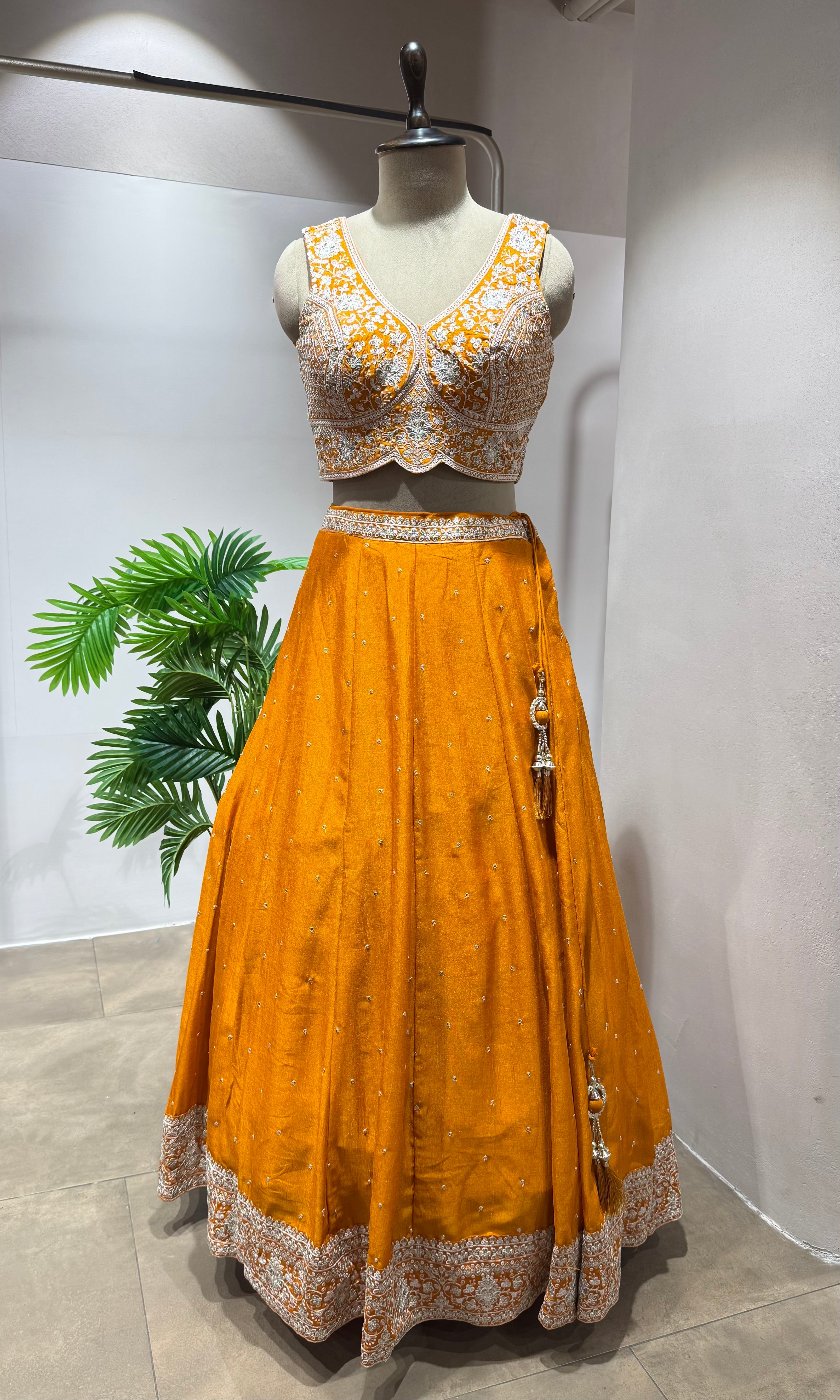 Orange Lehenga set with Blouse & Dupatta