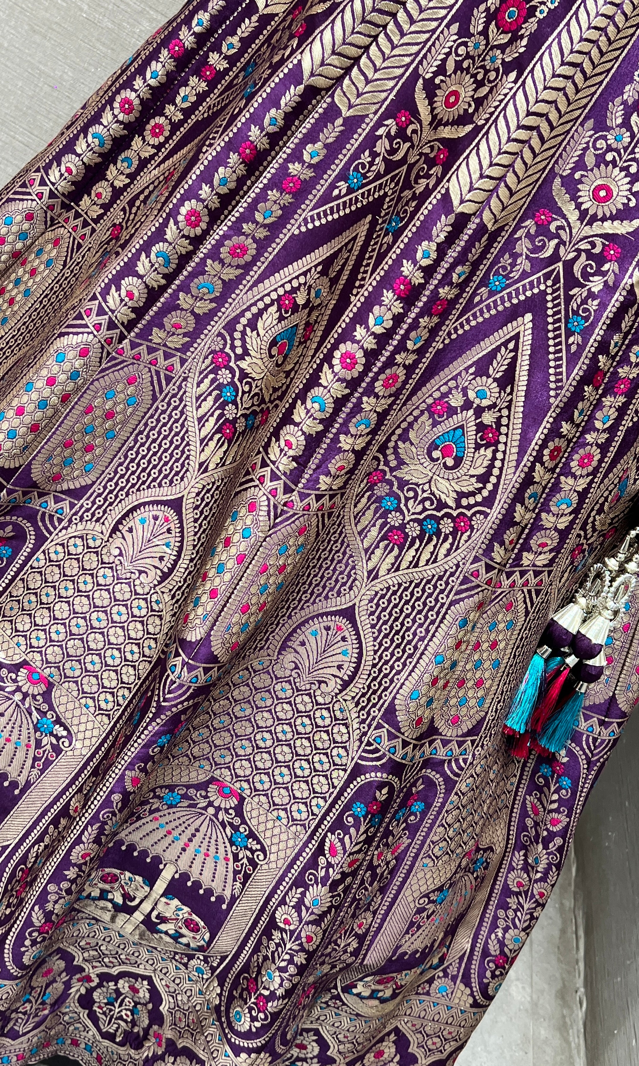 Purple Lehenga with Multicolor intricate embroidery