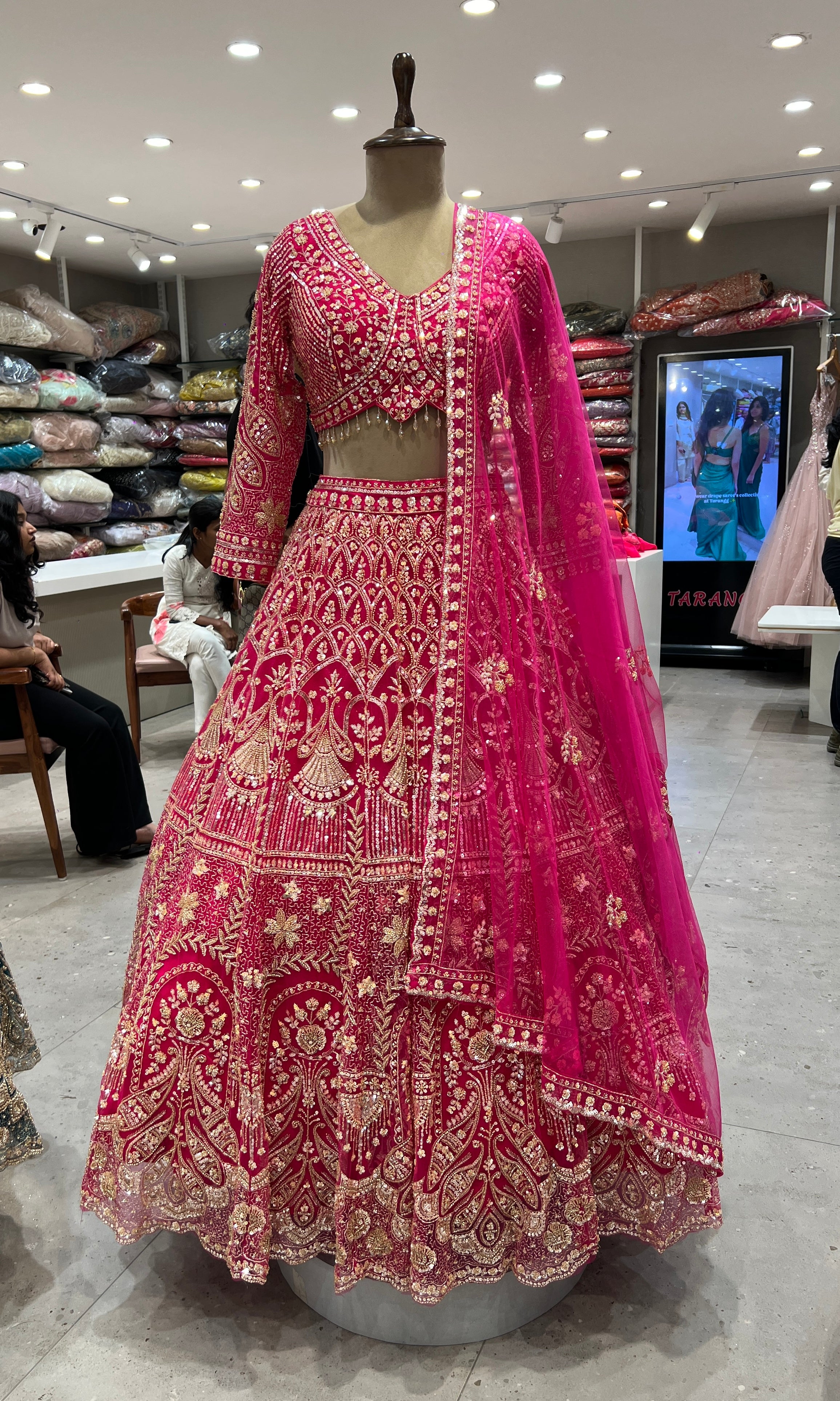 Pink GOLDEN EMBROIDERED LEHENGA