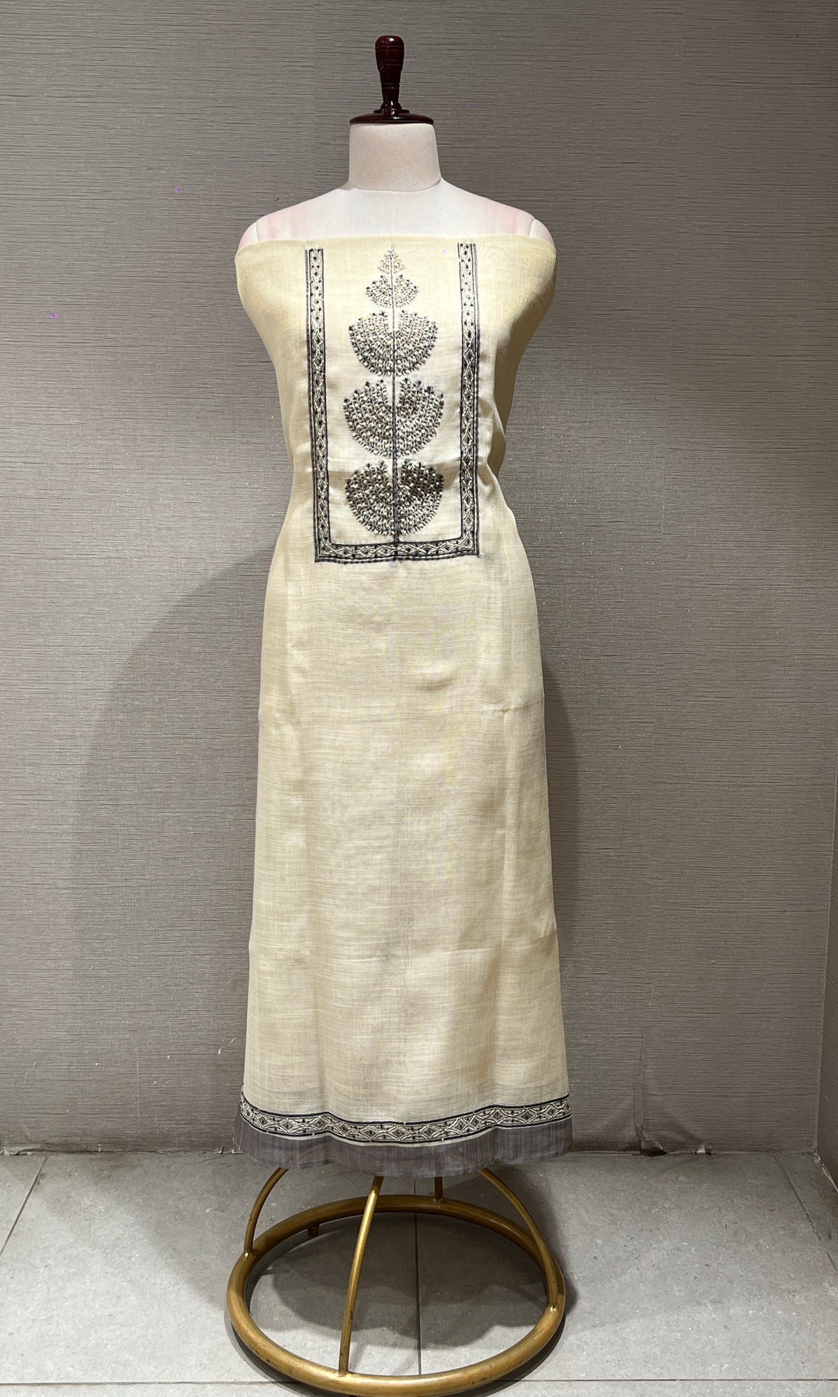 Grey FLORAL dress material