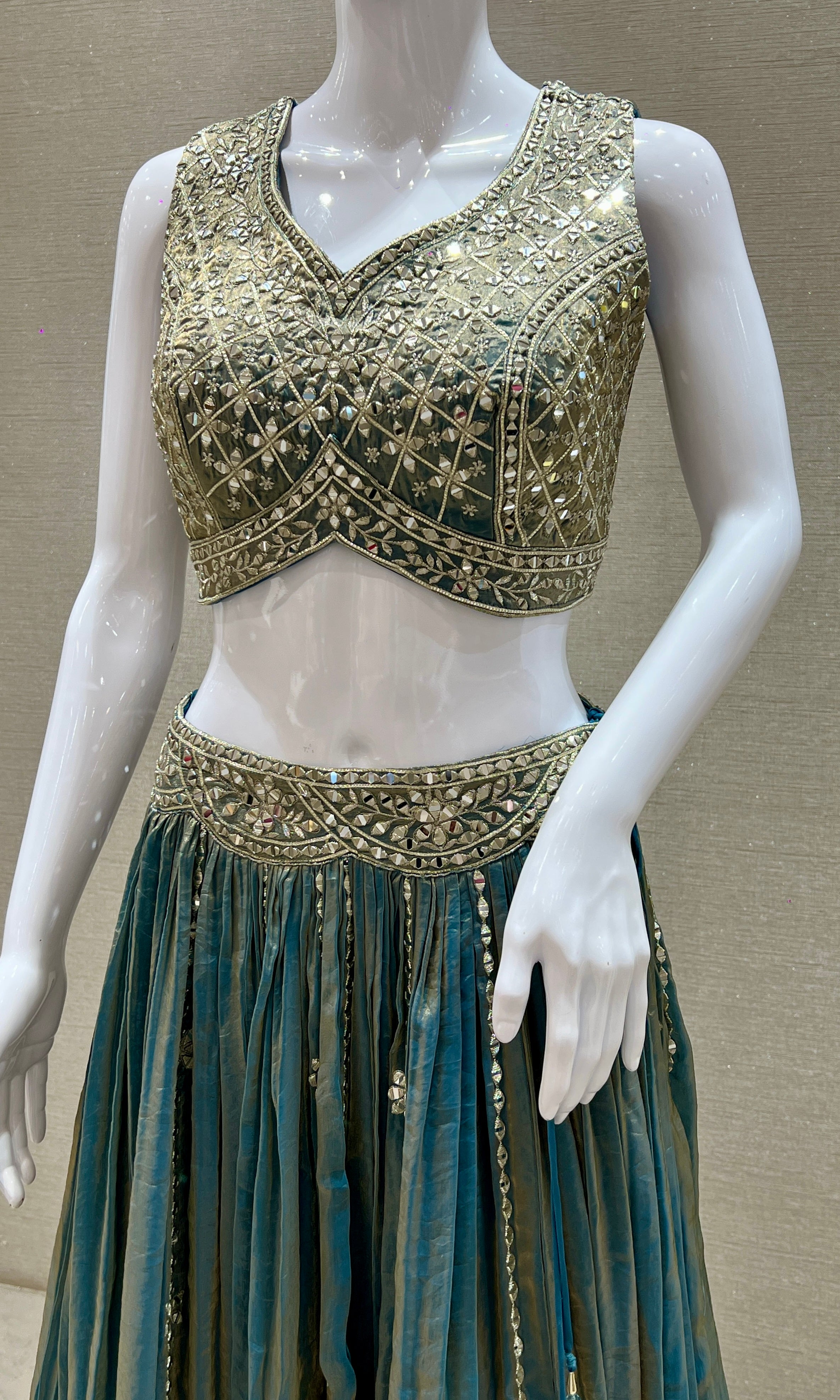 Ocean Gleam Mirror Lehenga Set