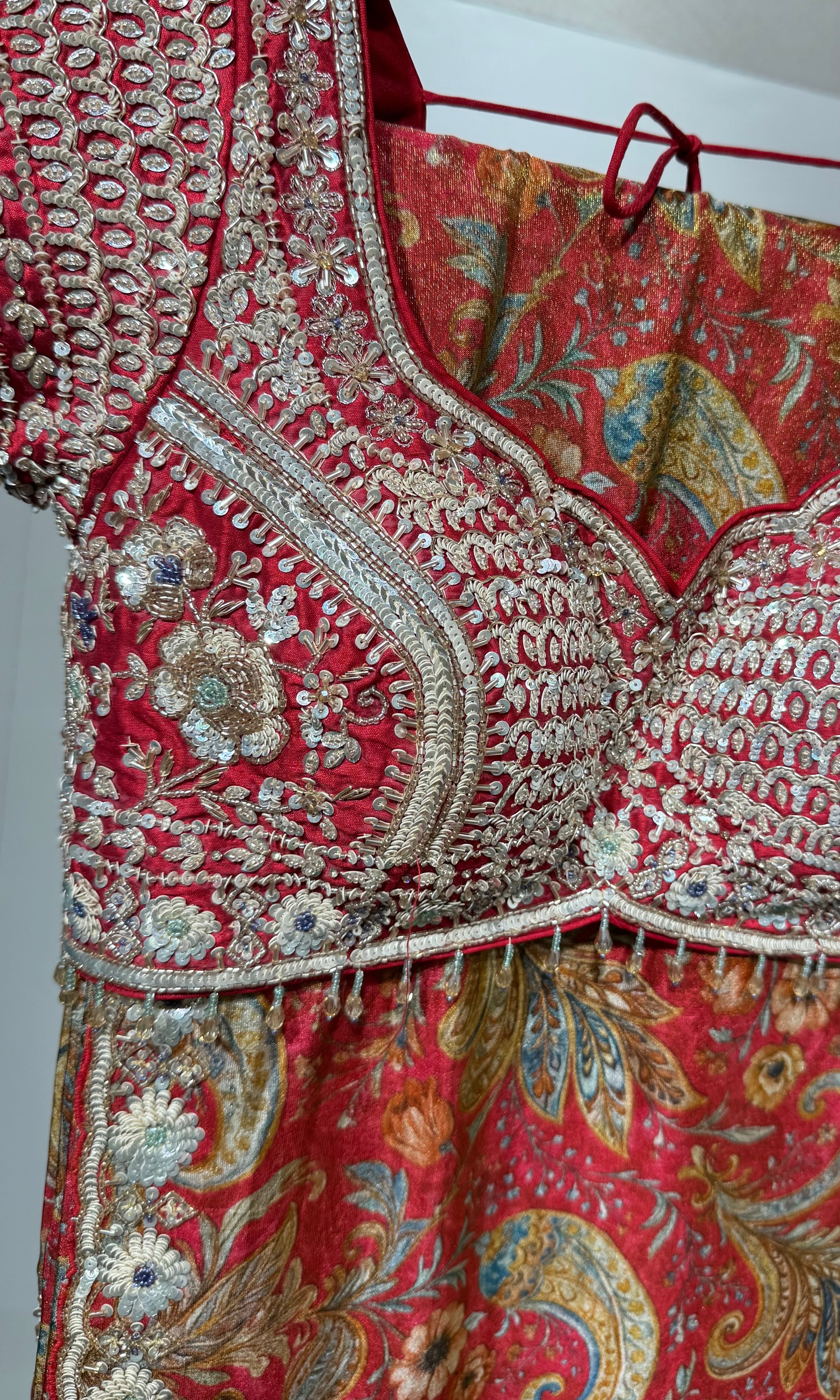 Red DESIGNED saree with EMBROIDERED blouse