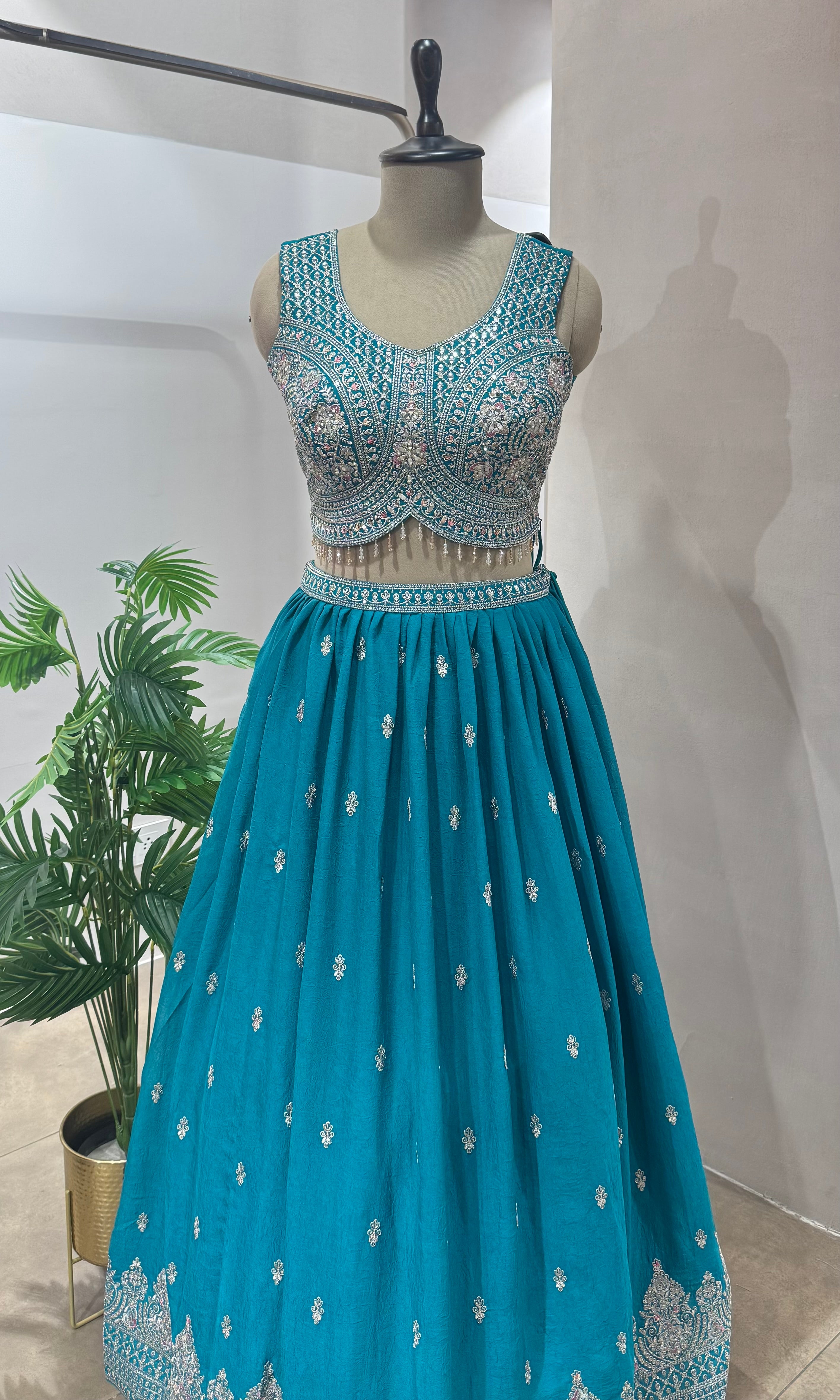 RAMA Blue Elegant Embroidery Lehenga