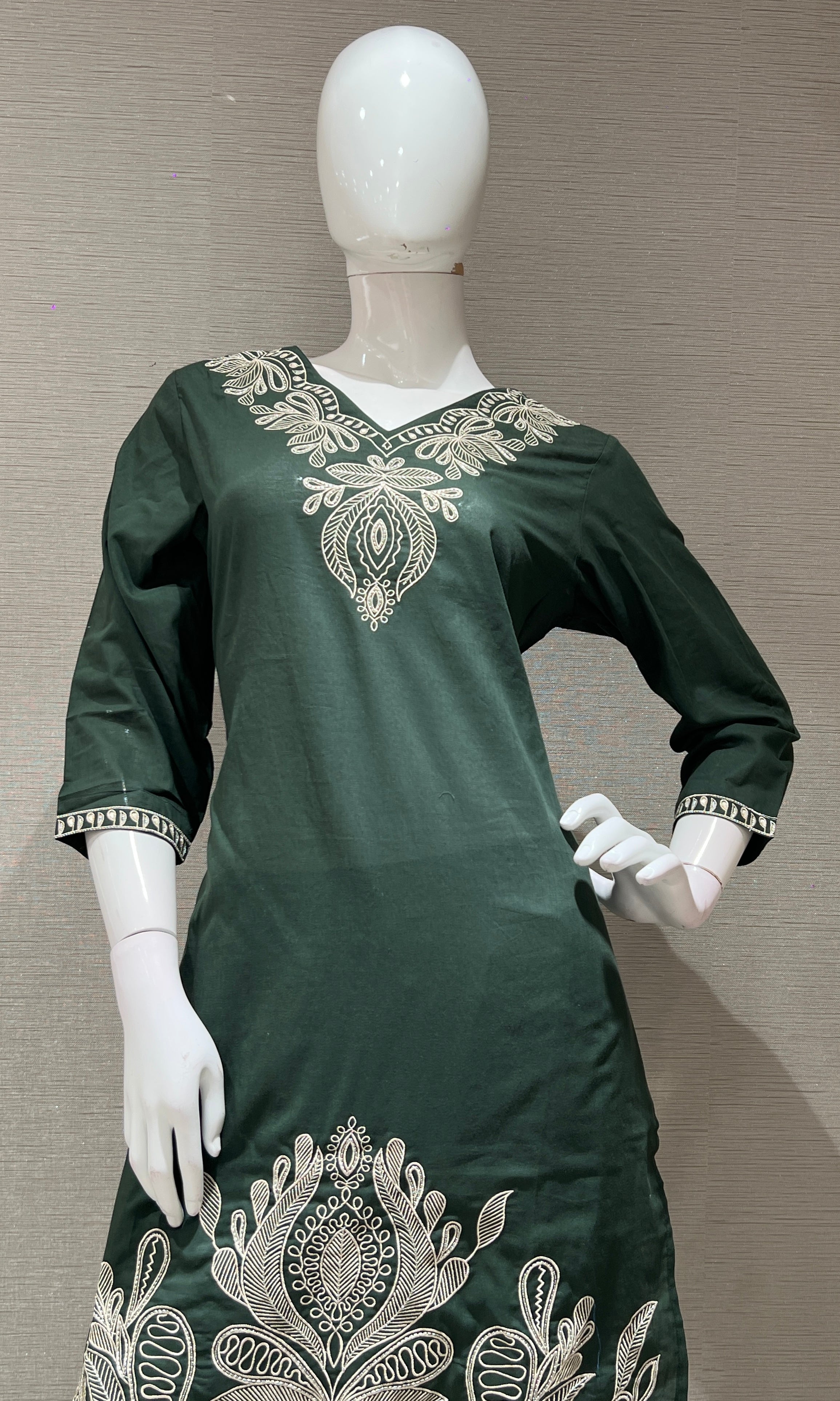 Green EMBROIDERED kurta set