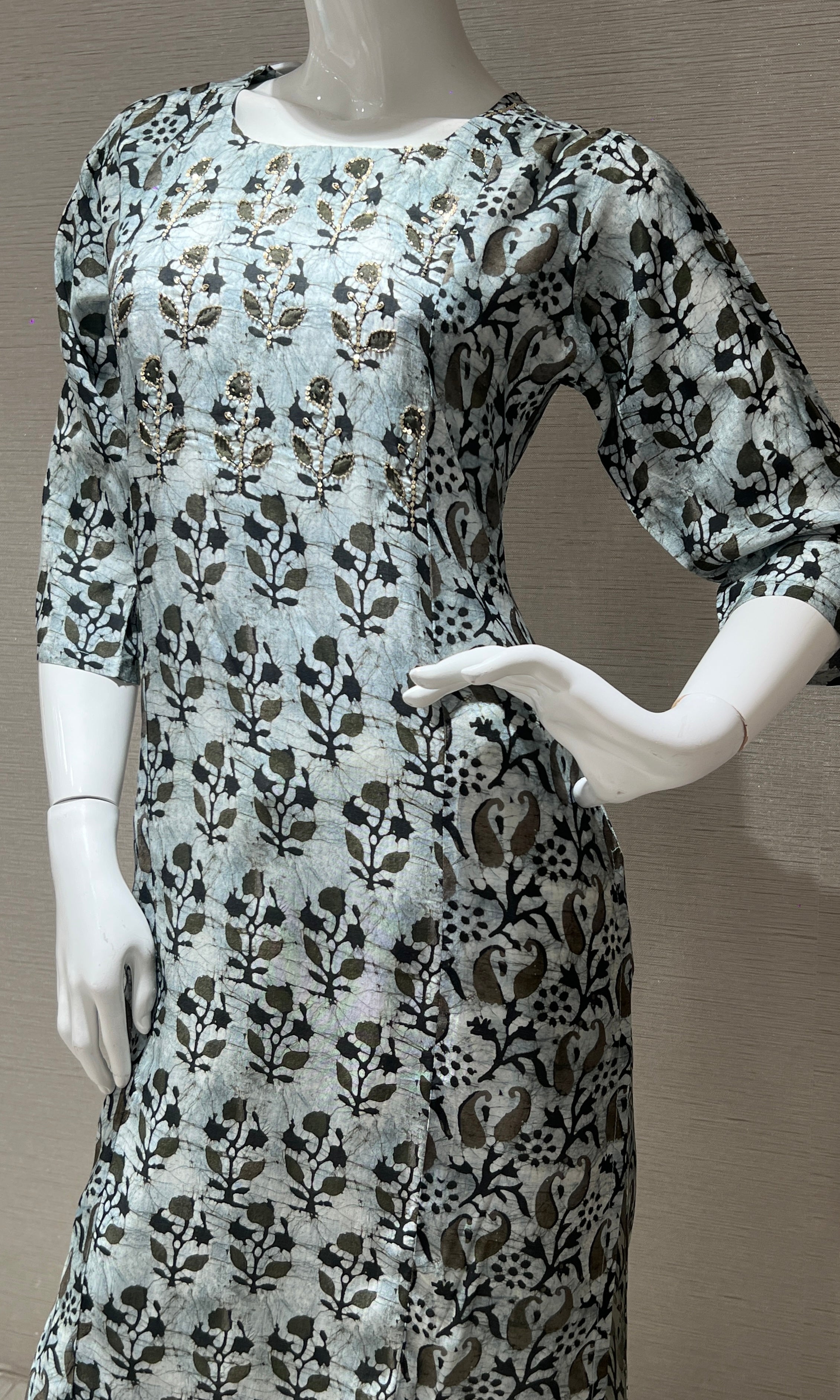 Grey Floral Print Kurti top