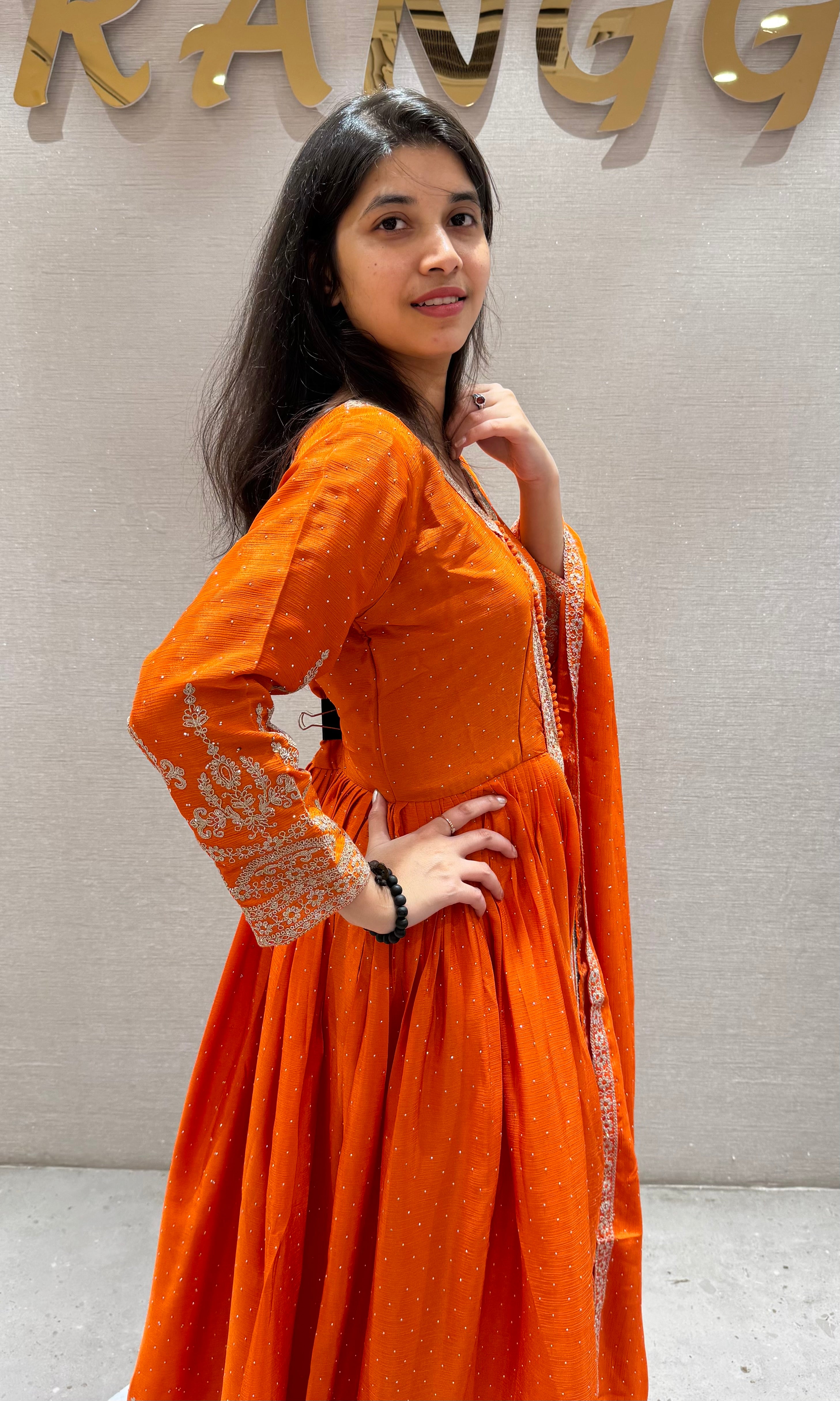 Rust GOLDEN GLOW EMBROIDERY ANARKALI