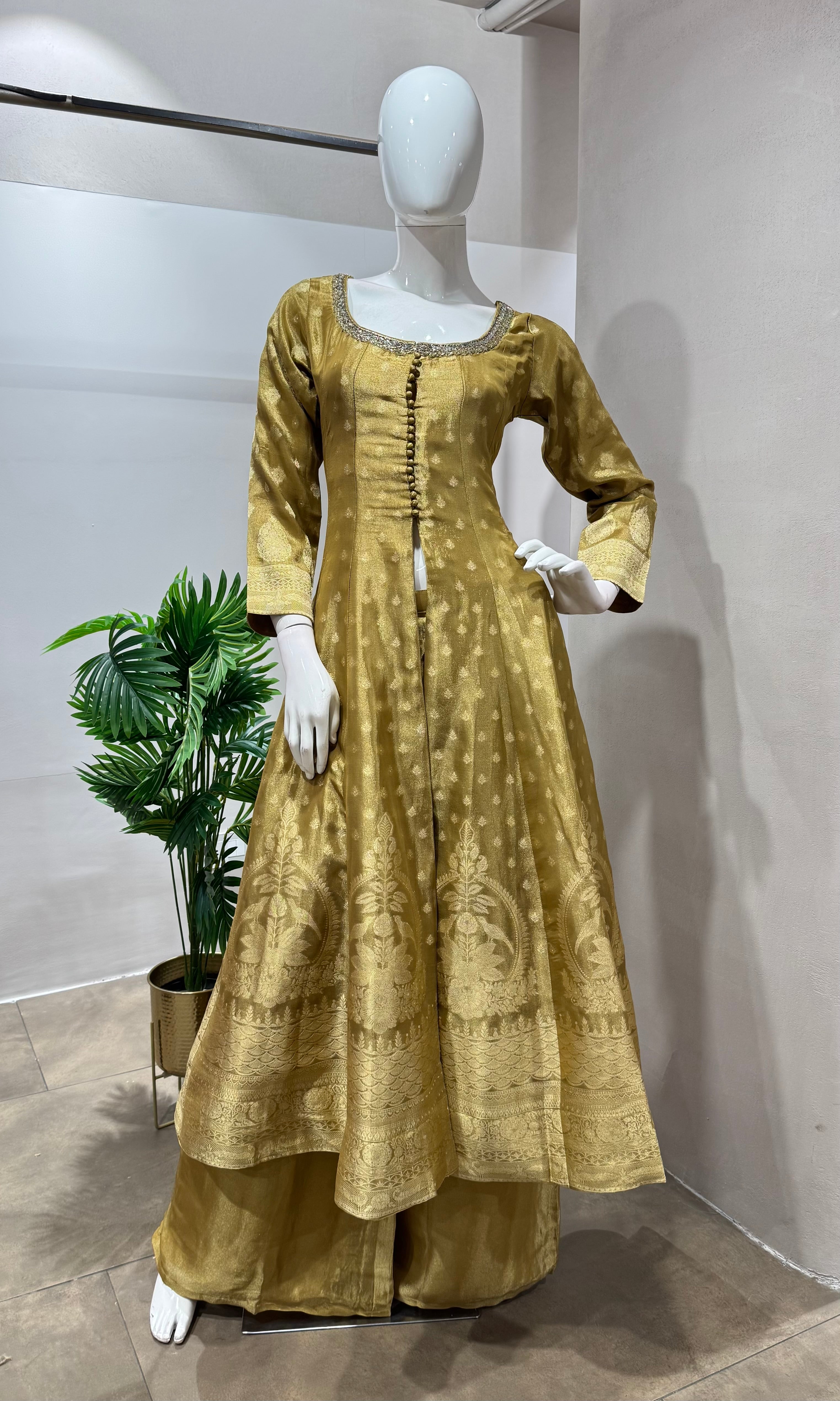 Mehendi GREEN ANARKALI WITH PALAZZO PANTS