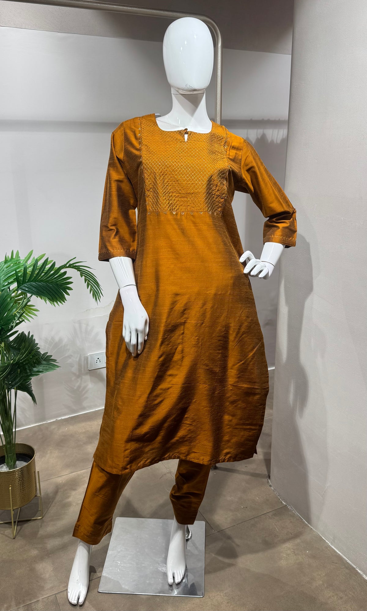 RUST cotton silk kurta set