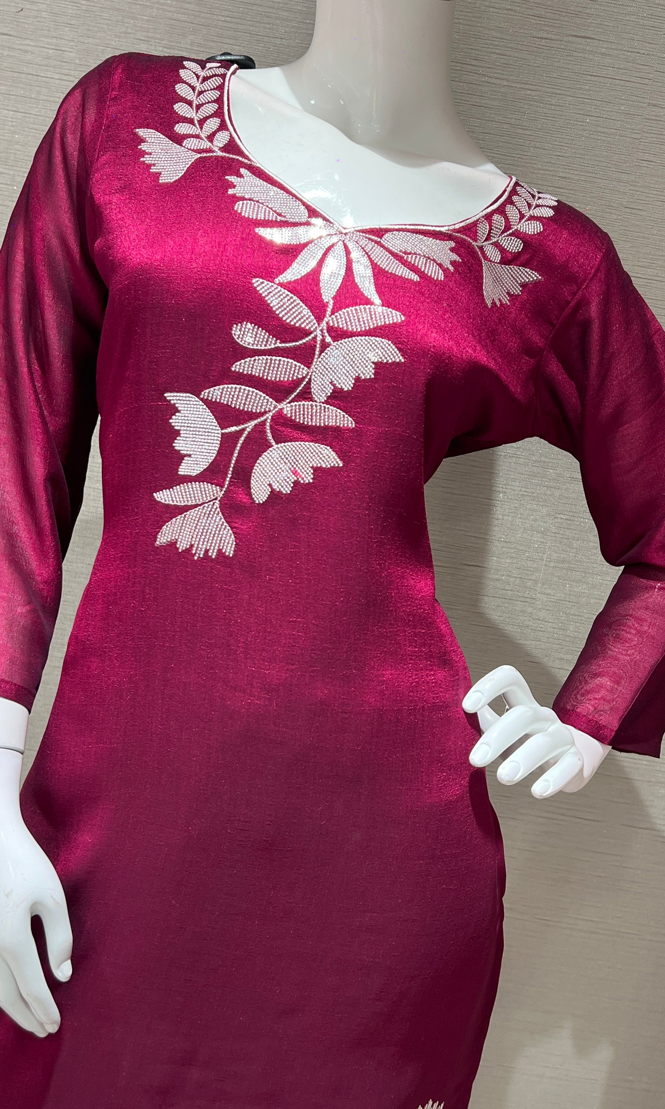 WINE FLORAL PRINTED KURTA SET