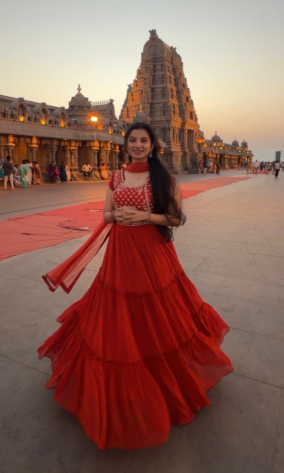 Orange RUFFLE ANARKALI LONG dress