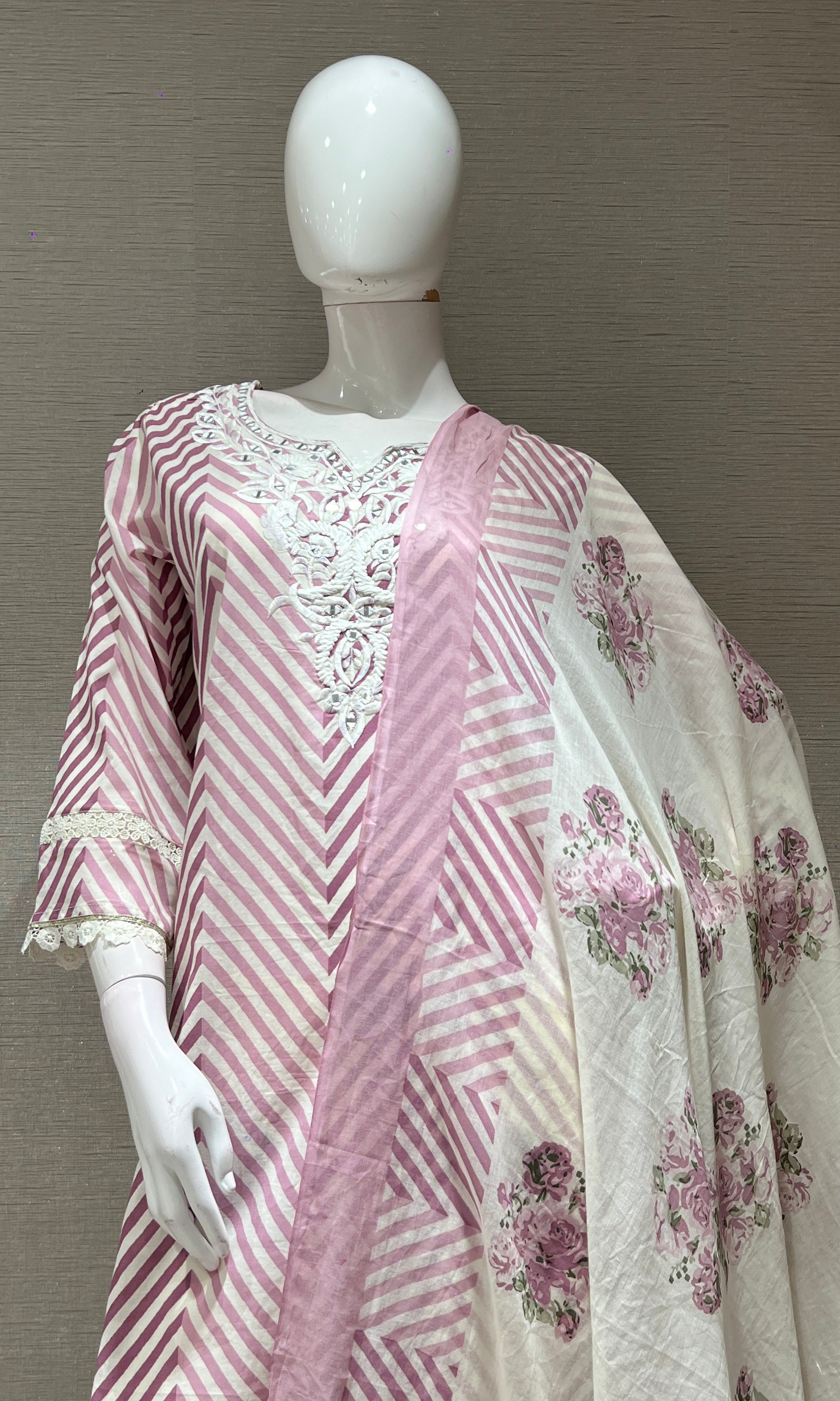 Light purple LEHARIYA ZIG ZAG kurta set