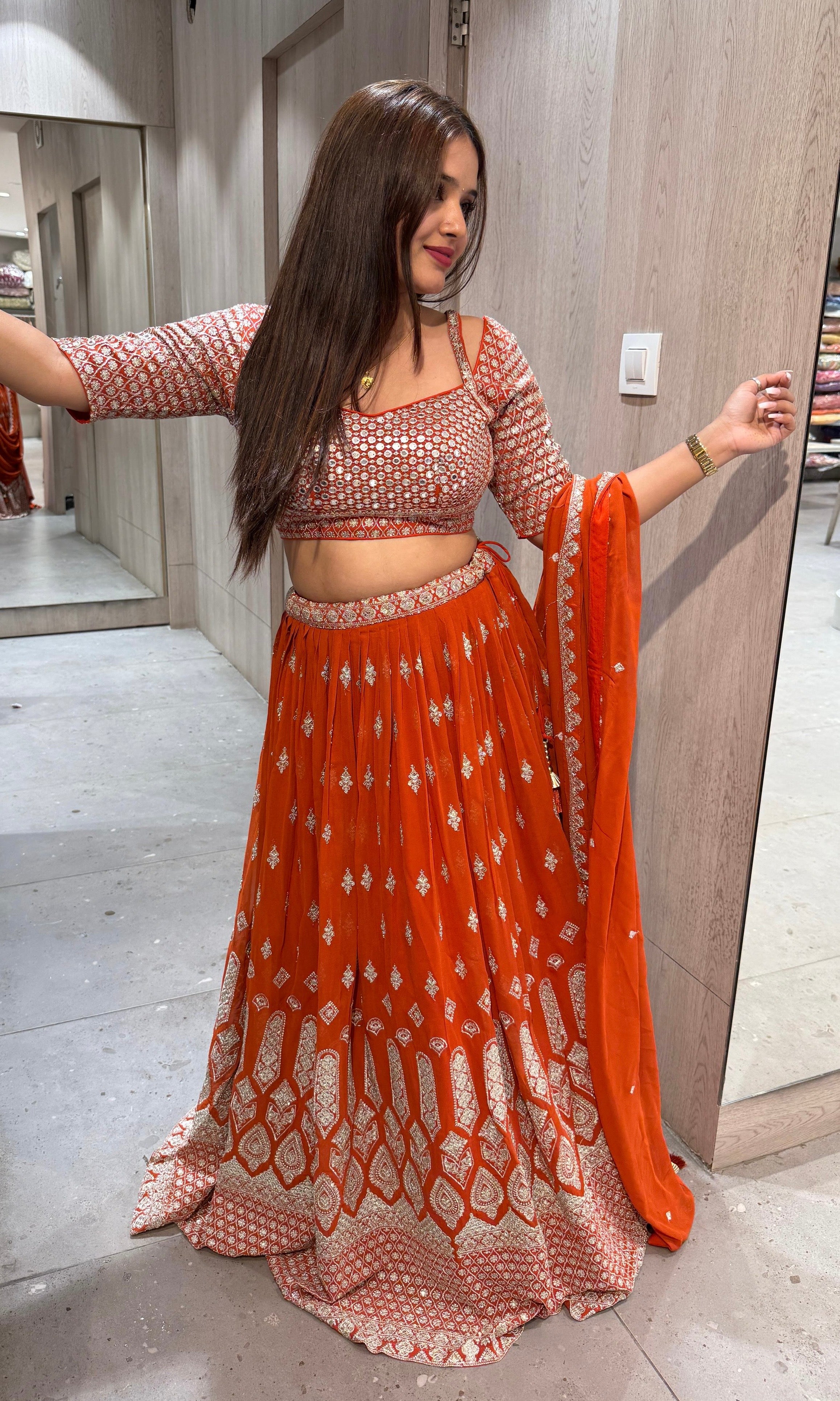 Rust orange Lehenga